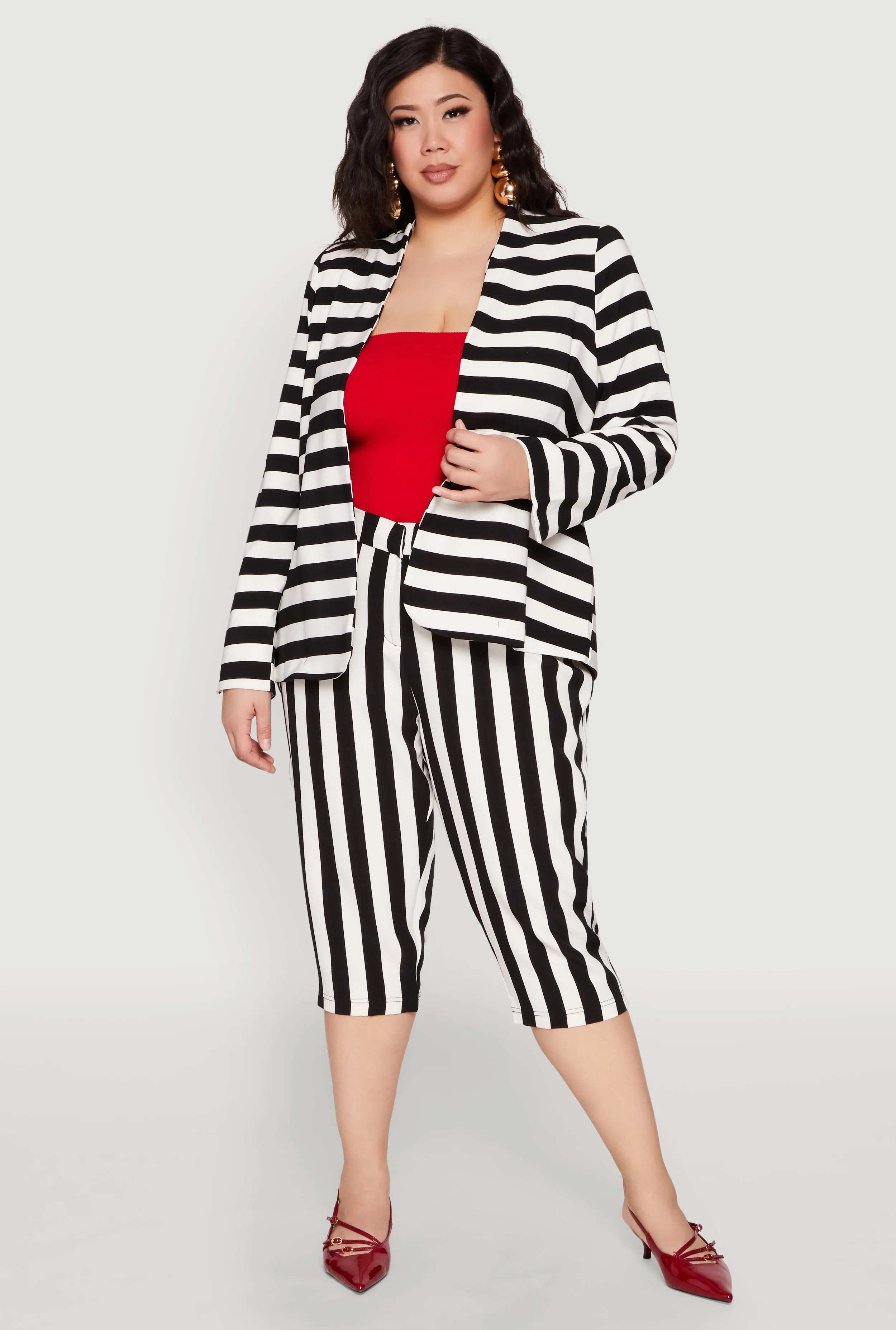 Plus Size Striped Dress Capri Pants sold by Rainbow