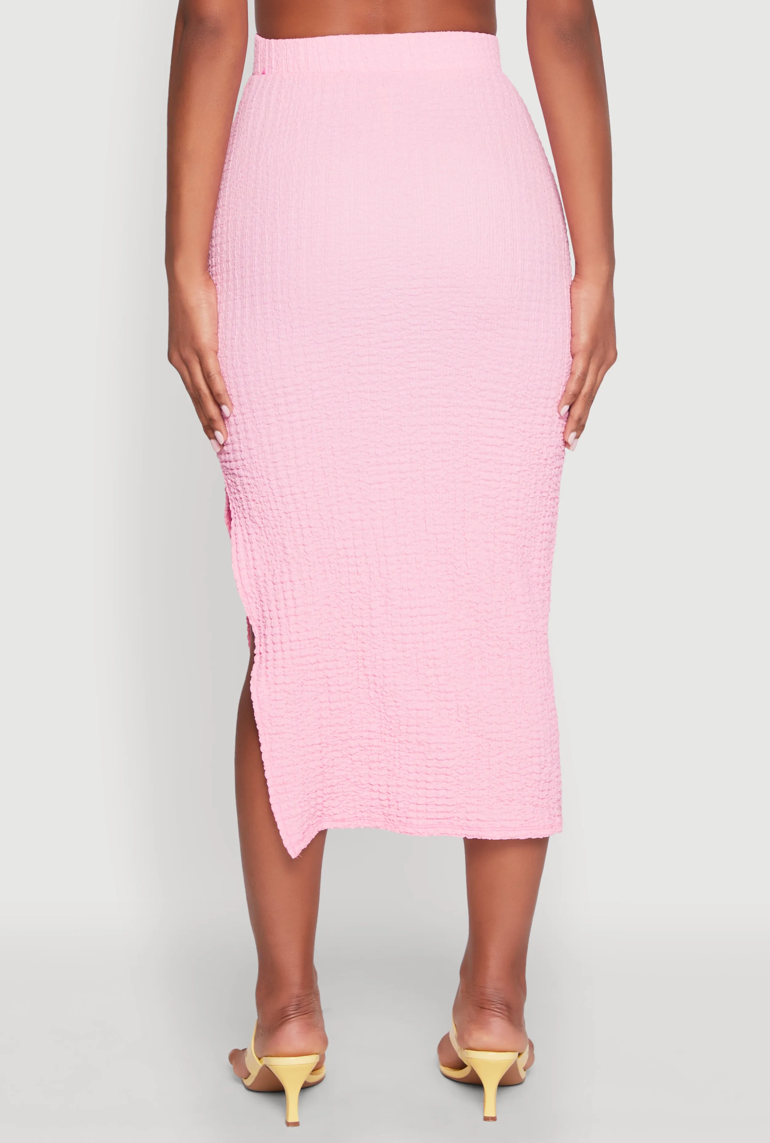 Textured Knit Side Slit Midi Skirt sold by Rainbow product image thumbnail 5