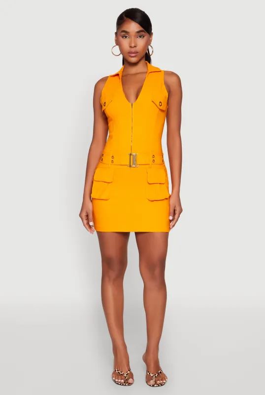 Hyper Stretch Cargo Pocket Mini Dress sold by Rainbow