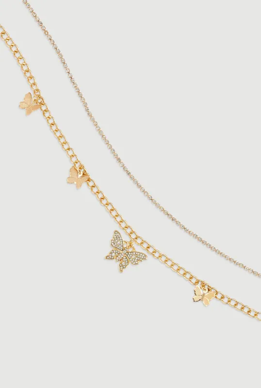 Cubic Zirconia Butterfly Charm Belly Chains sold by Rainbow