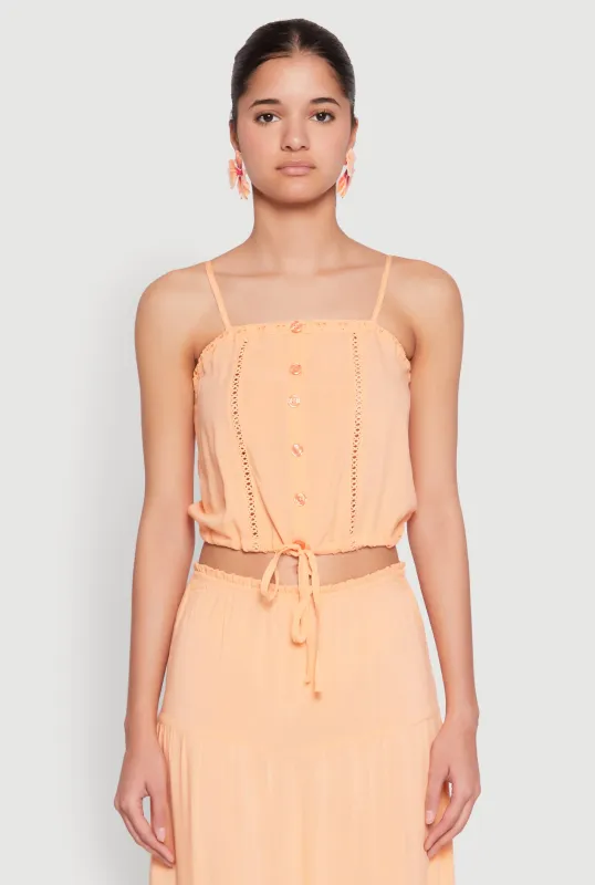 Almost Famous Faux Button Cropped Cami sold by Rainbow