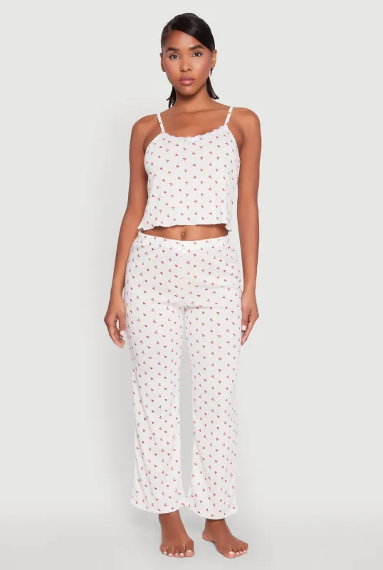 Printed Pattern Pointelle Pajama Cami and Pants sold by Rainbow