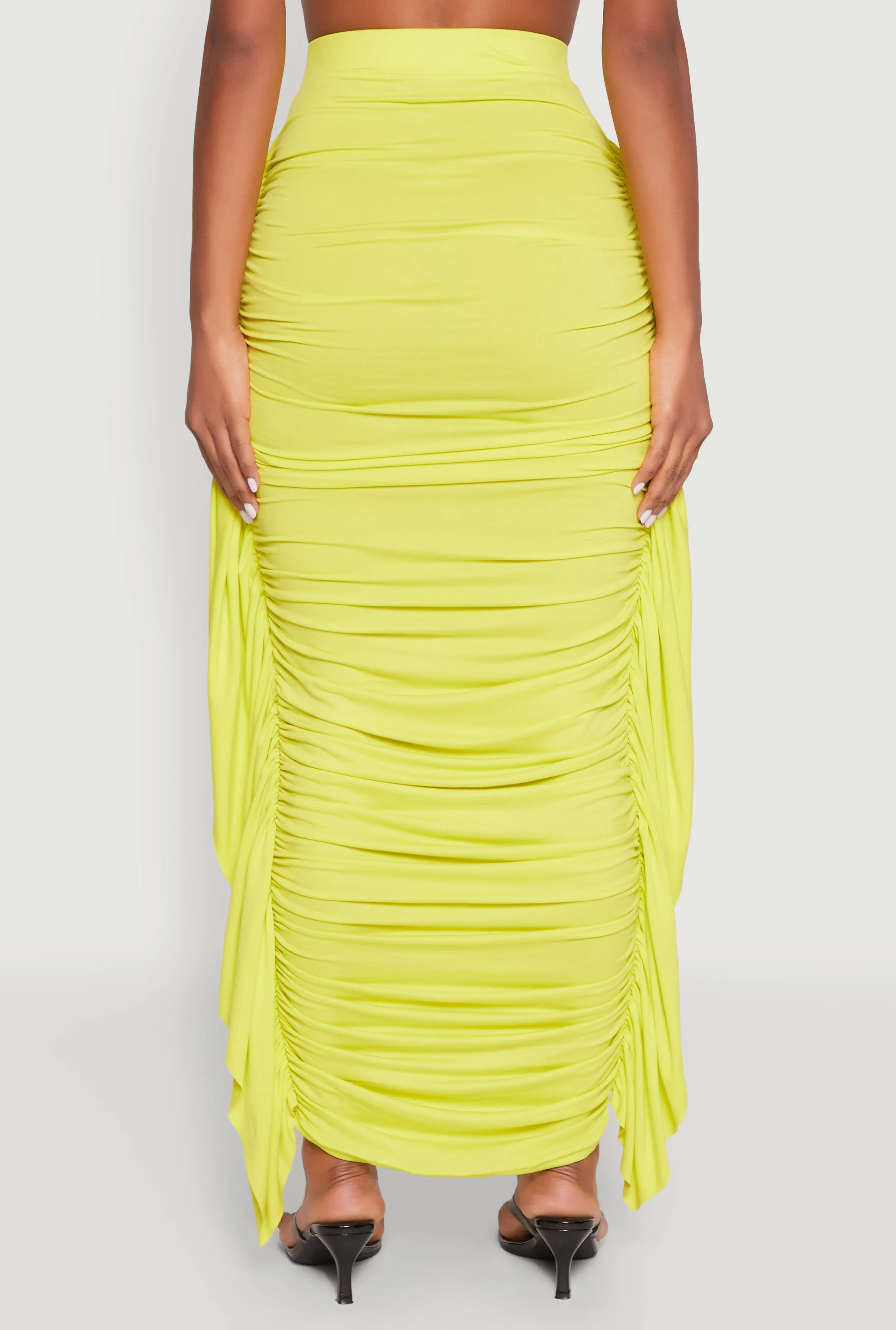 Side Ruffle Ruched Maxi Skirt sold by Rainbow product image thumbnail 5
