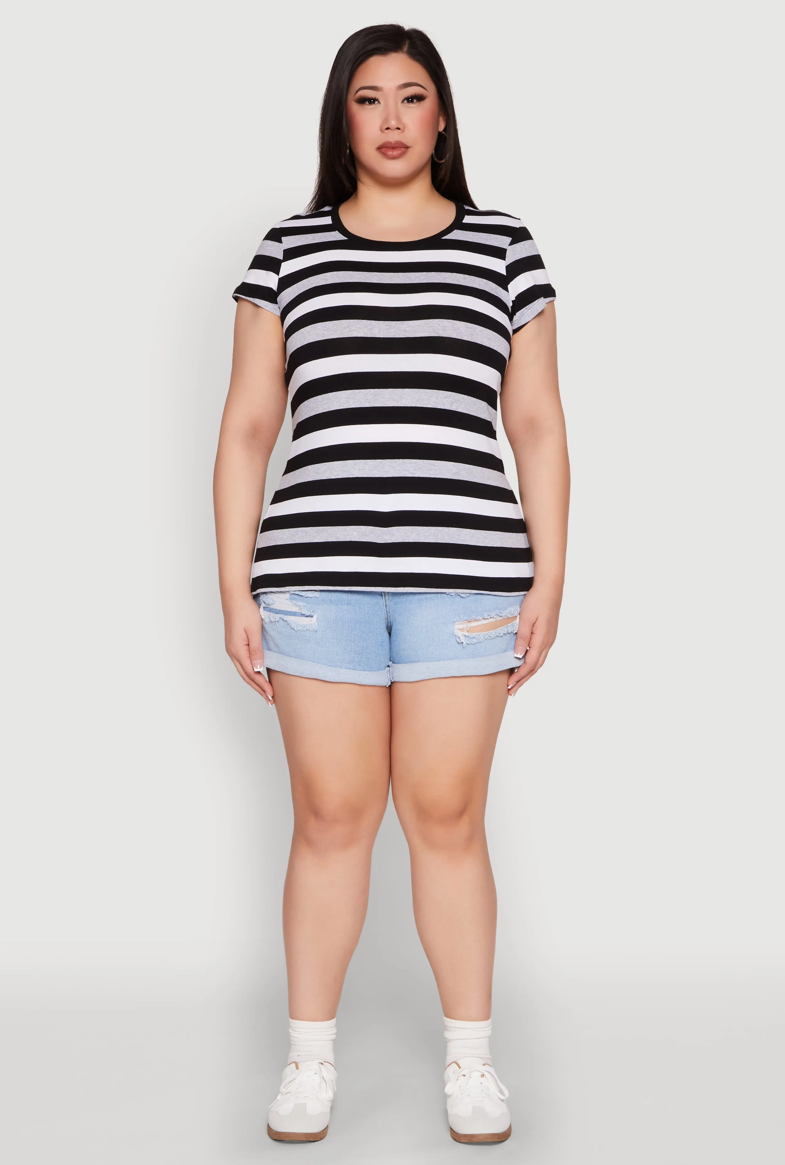 Plus Size Striped Tee sold by Rainbow