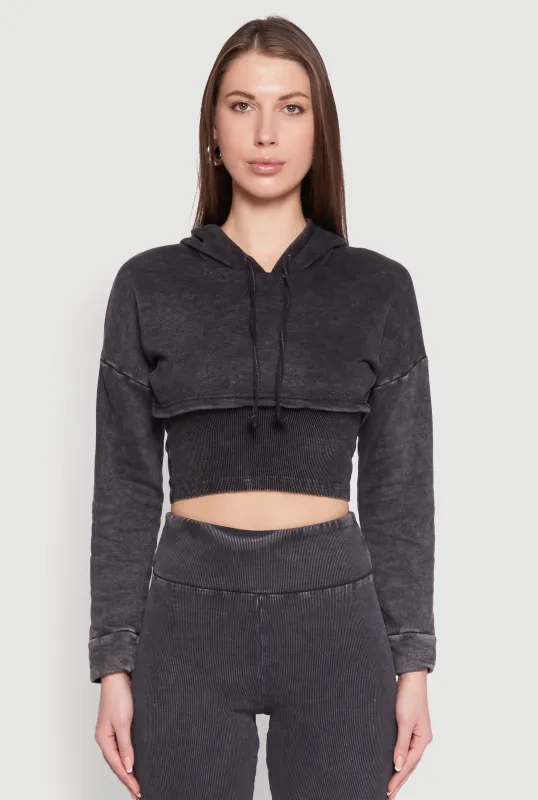 Mineral Wash Hooded Crop Top sold by Rainbow