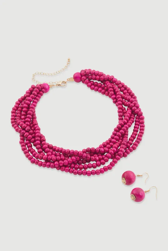 Layered Beaded Necklace and Earrings sold by Rainbow