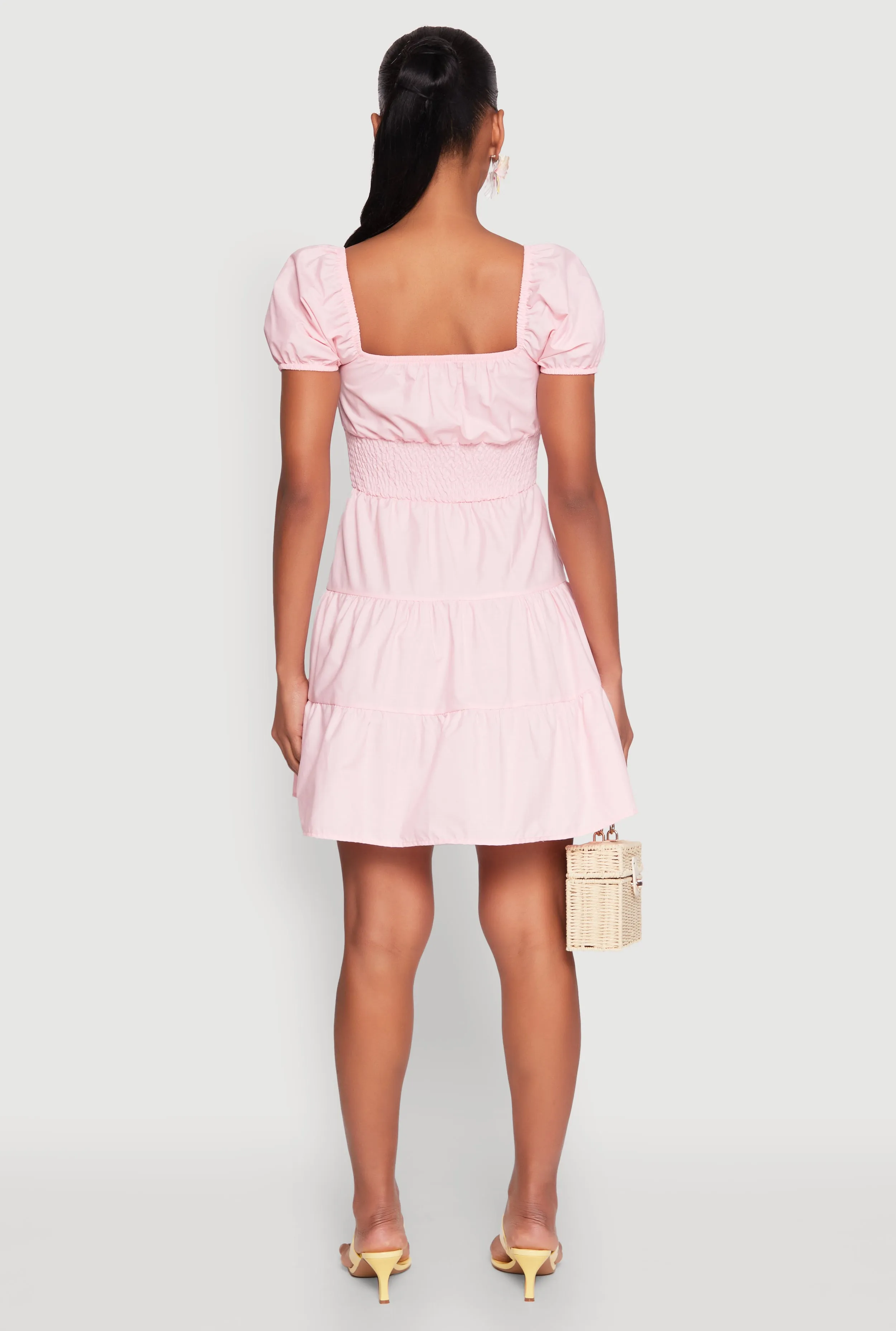 Puff Sleeve Sweetheart Tiered Mini Dress sold by Rainbow product image thumbnail 5