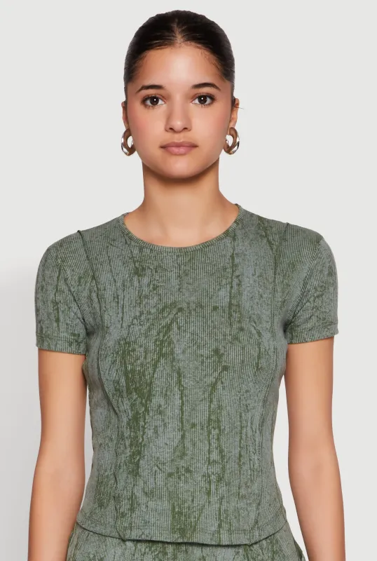 Mineral Wash Pintuck Short Sleeve Top sold by Rainbow