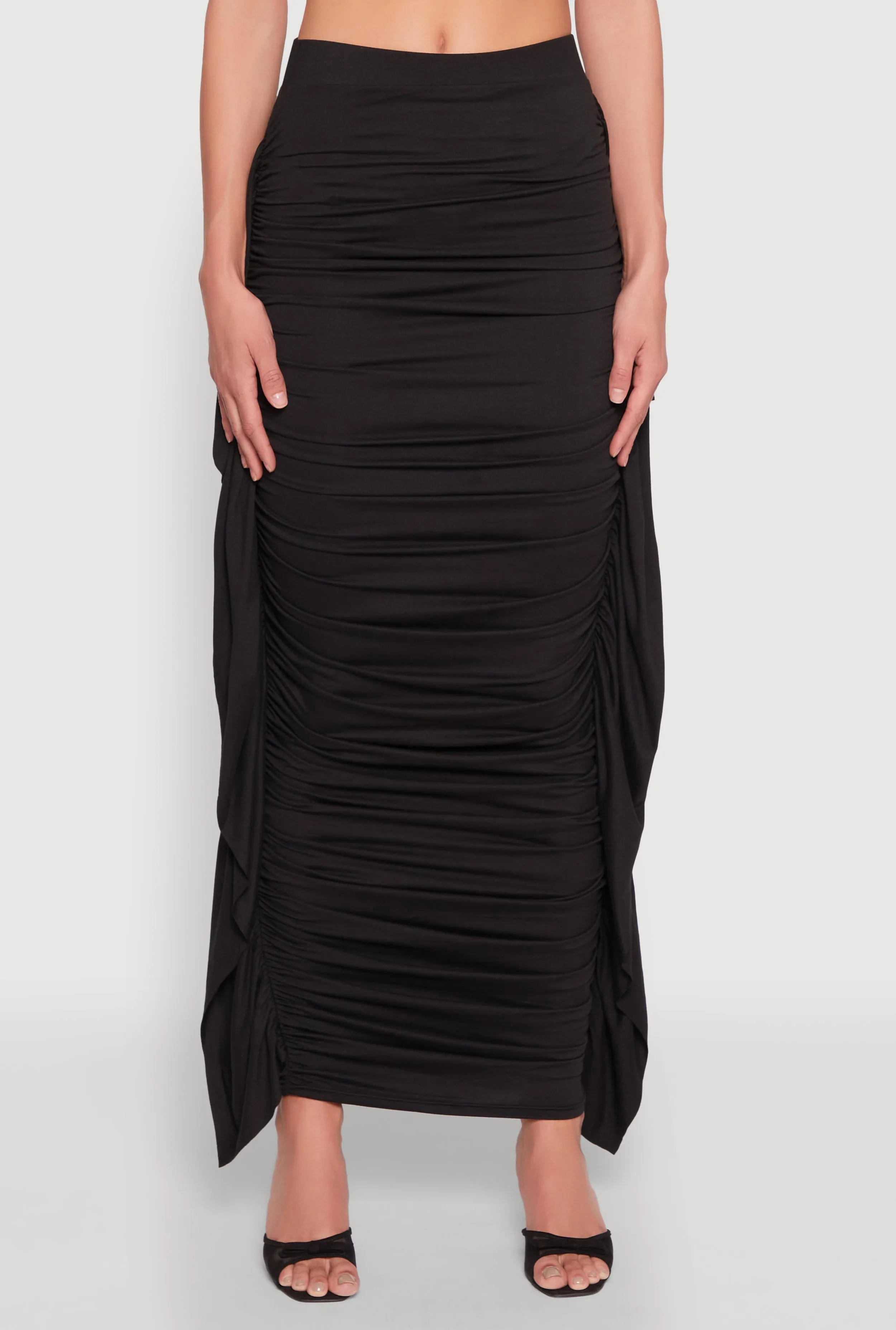 Side Ruffle Ruched Maxi Skirt sold by Rainbow product image thumbnail 3