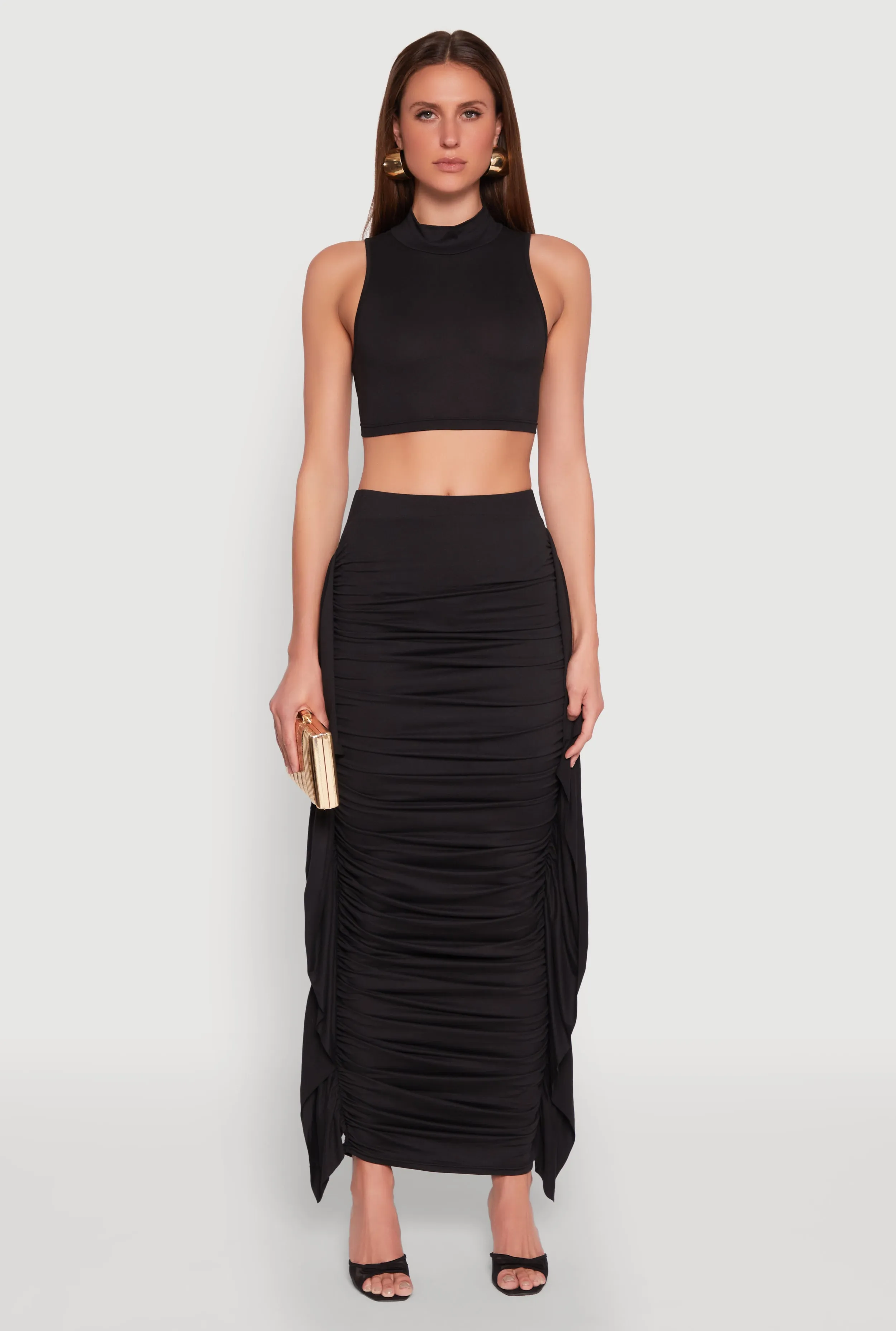 Side Ruffle Ruched Maxi Skirt sold by Rainbow product image thumbnail 2