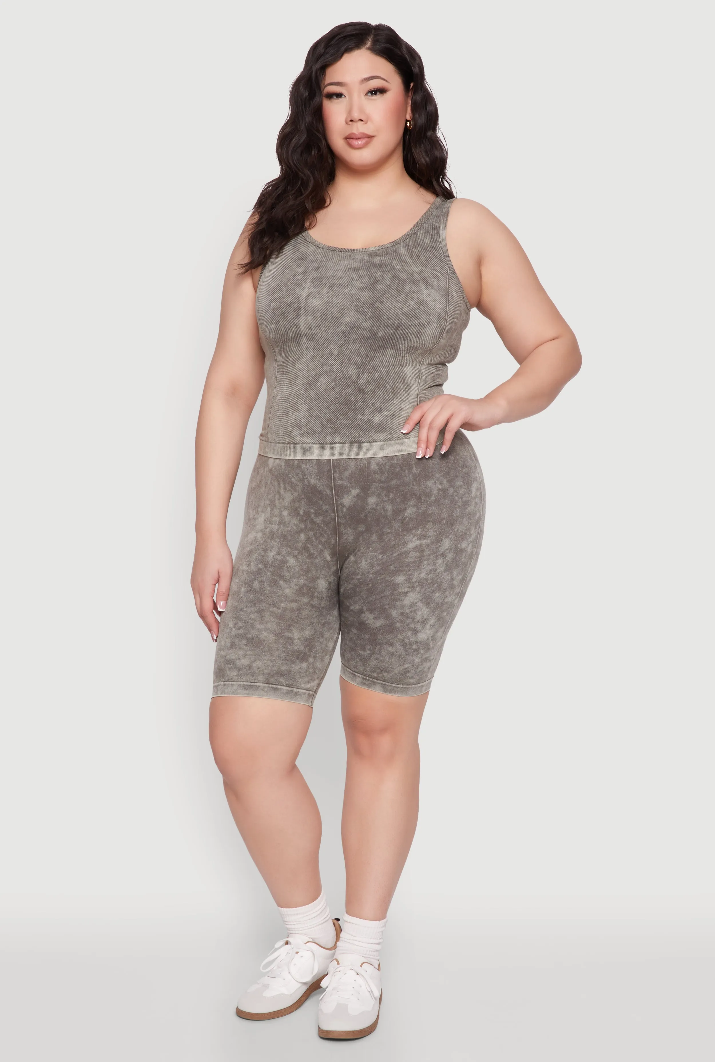 Plus Size Mineral Wash Seamless Biker Shorts sold by Rainbow