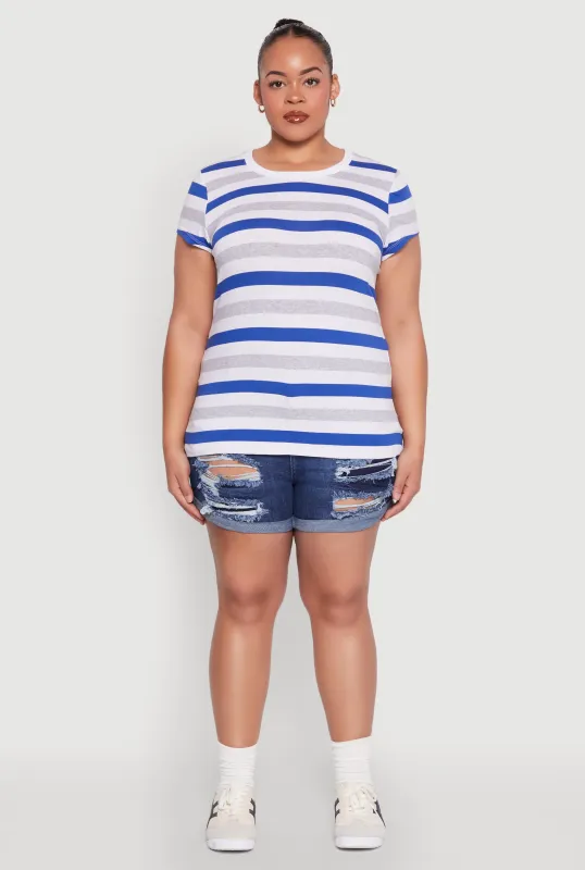 Plus Size Striped Tee sold by Rainbow