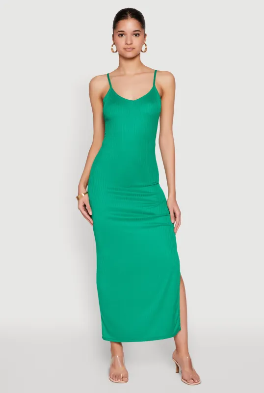 Side Slit V Neck Maxi Dress sold by Rainbow