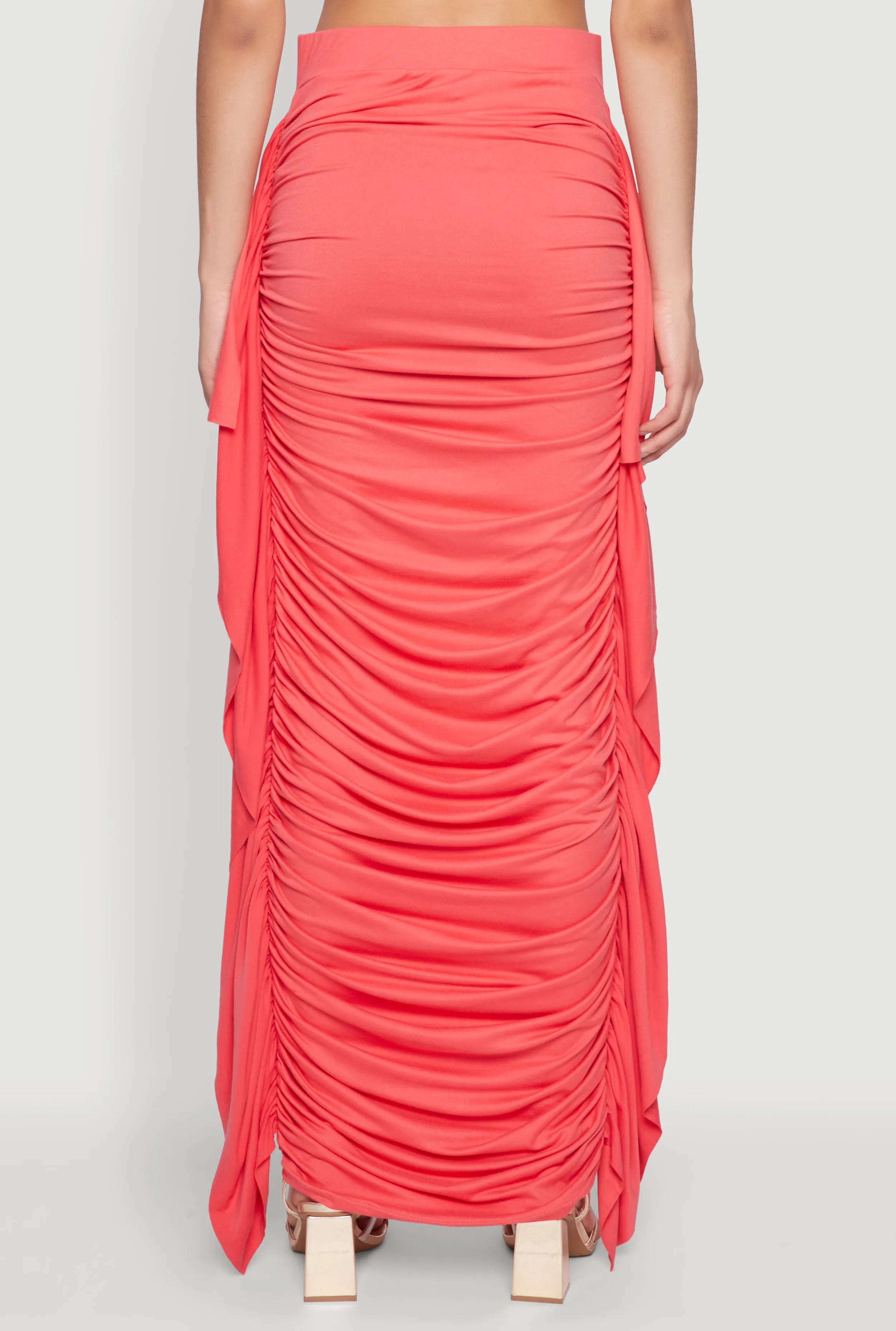 Side Ruffle Ruched Maxi Skirt sold by Rainbow product image thumbnail 5
