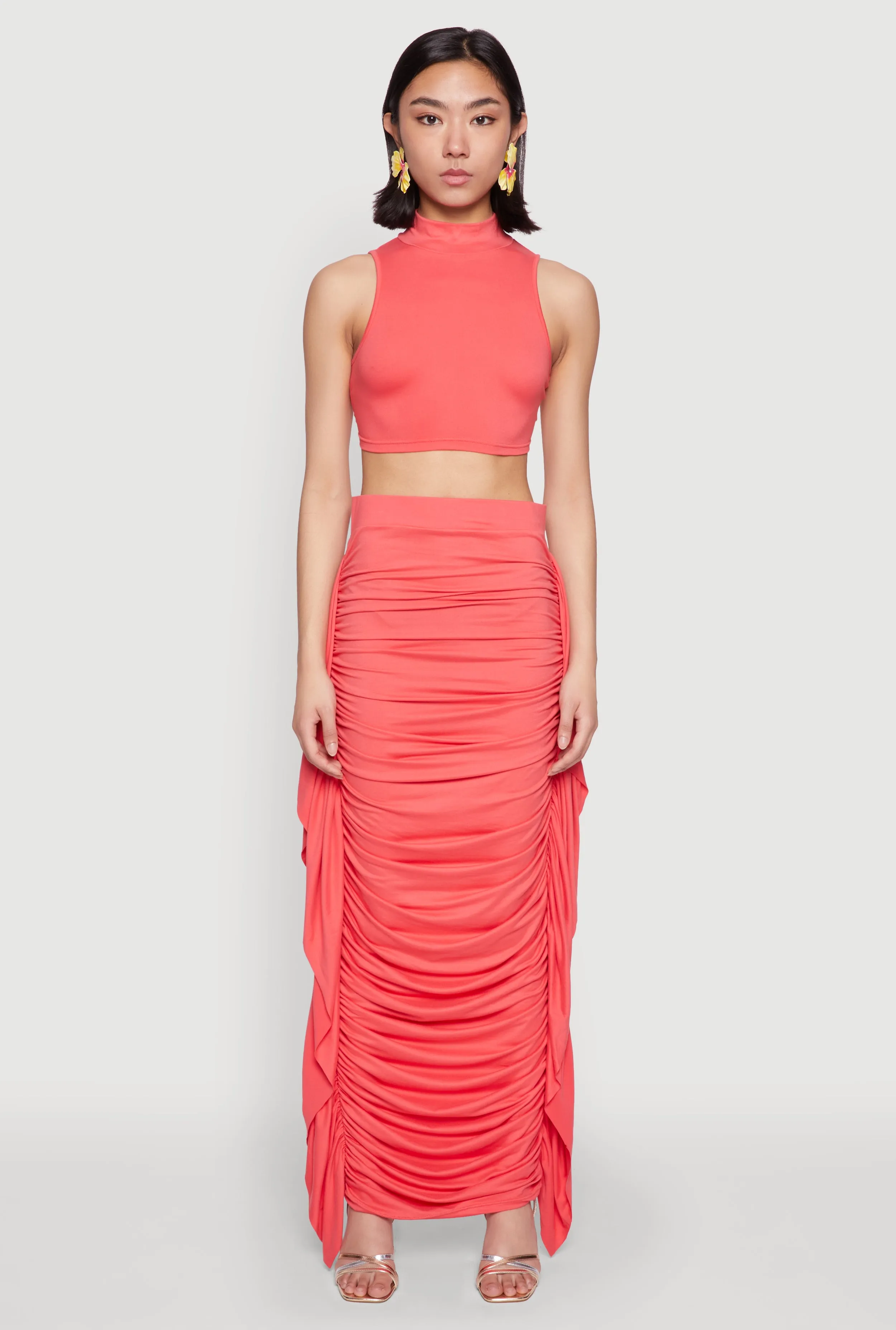 Side Ruffle Ruched Maxi Skirt sold by Rainbow product image thumbnail 2