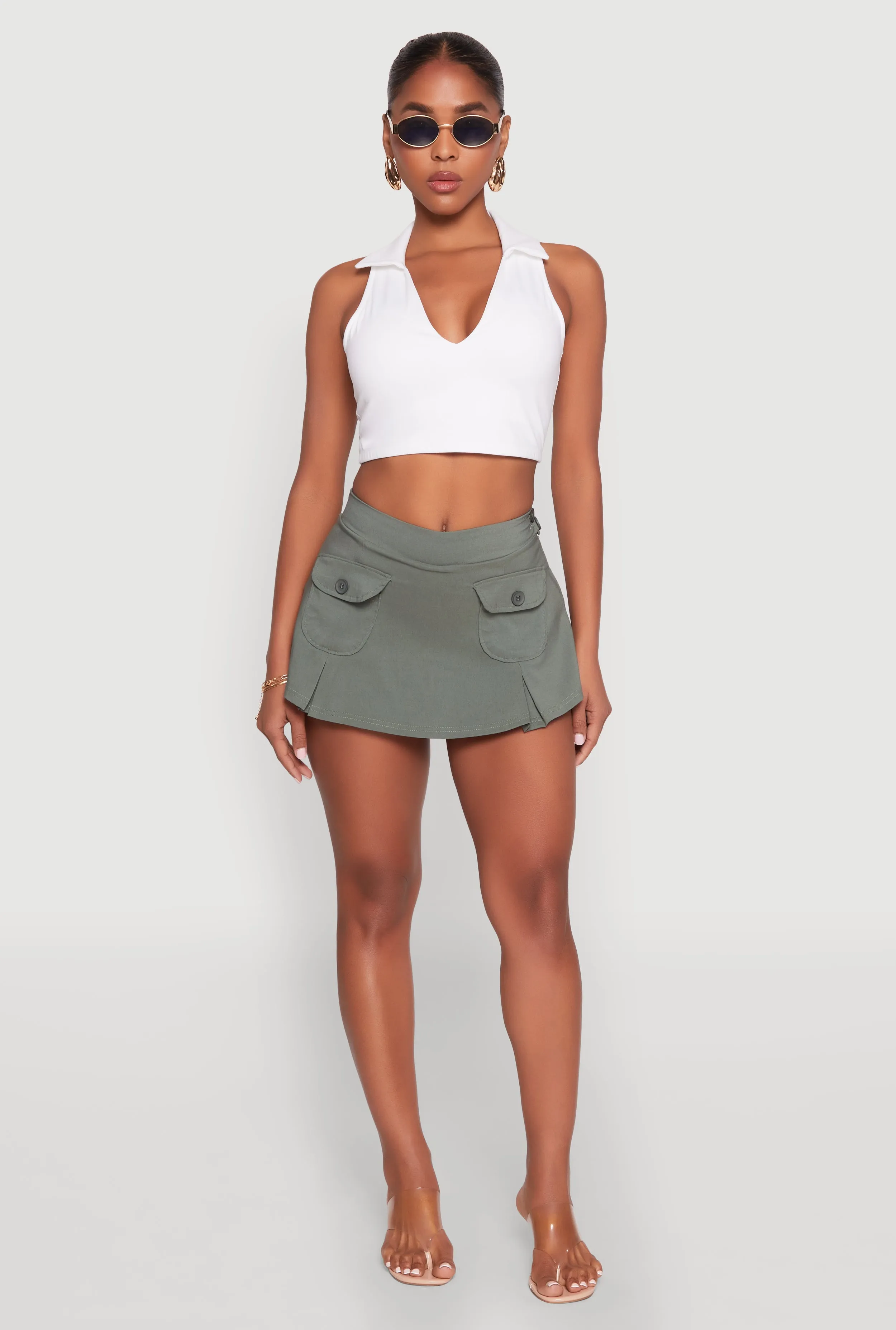 Front Cargo Pocket Mini Skirt sold by Rainbow