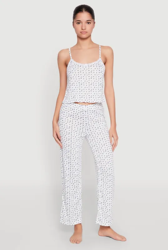 Printed Pattern Pointelle Pajama Cami and Pants sold by Rainbow