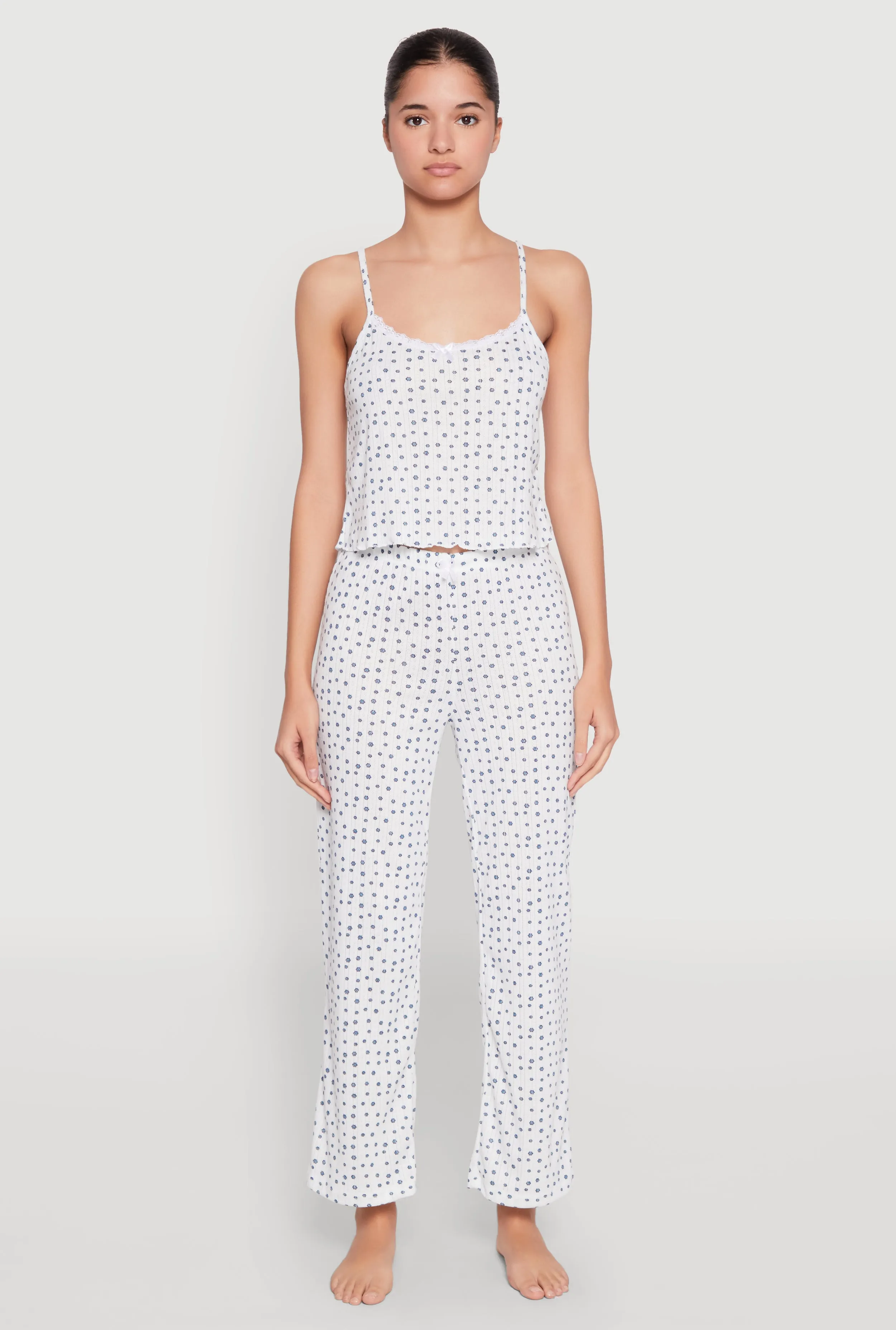 Printed Pattern Pointelle Pajama Cami and Pants sold by Rainbow product image thumbnail 2