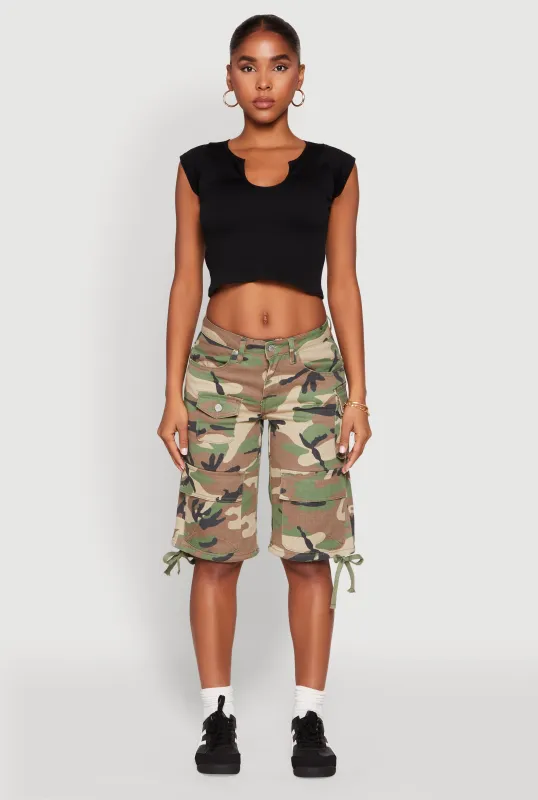 Almost Famous Denim Camo Cargo Shorts sold by Rainbow