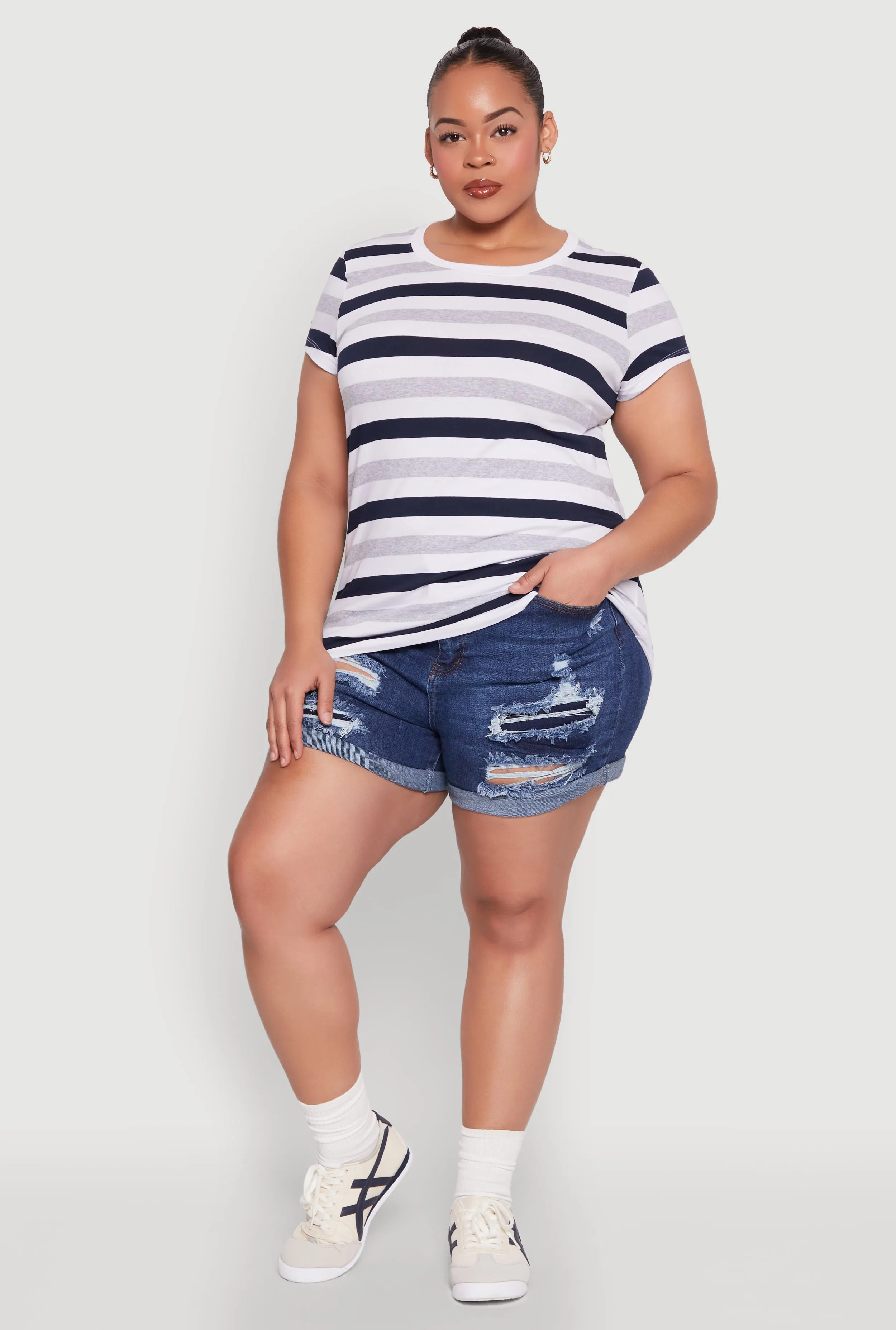Plus Size Striped Tee sold by Rainbow