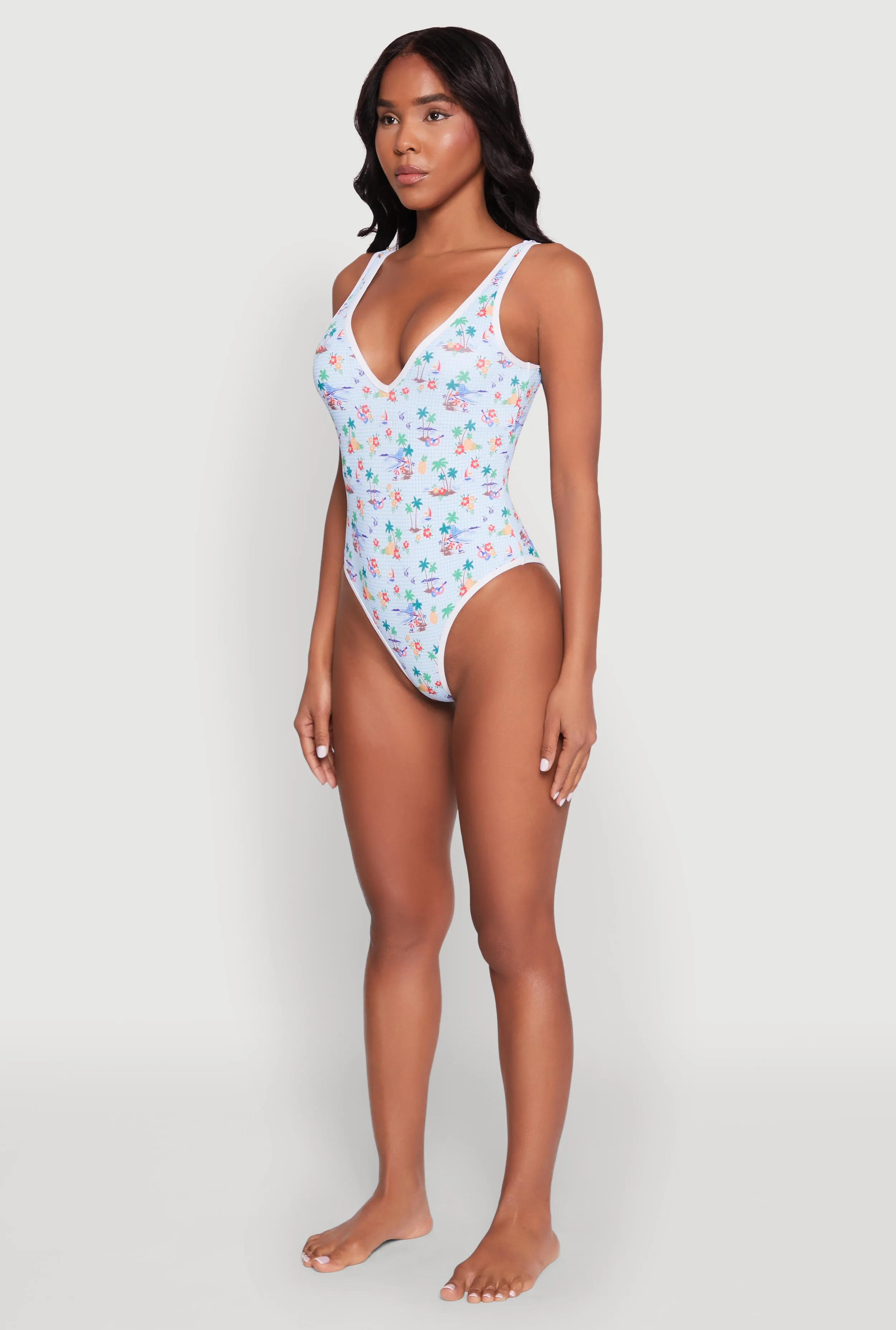 Tropical Gingham Print One Piece Swimsuit sold by Rainbow product image thumbnail 5