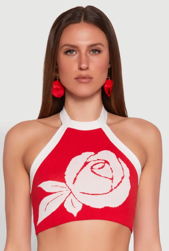 Contrast Trim Floral Print Crop Top sold by Rainbow