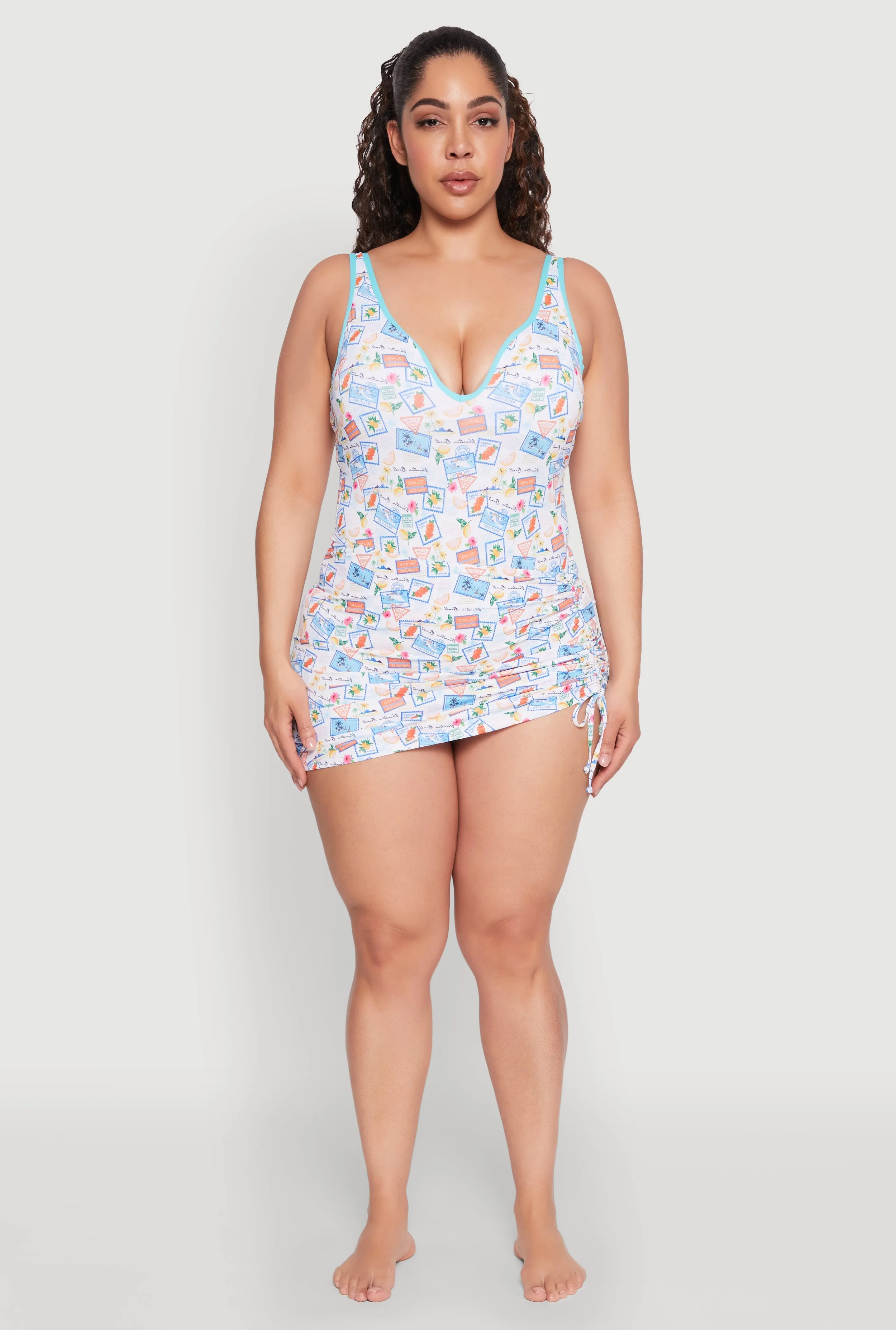 Plus Size Tropical Stamp Print Sarong Cover Up sold by Rainbow product image thumbnail 2