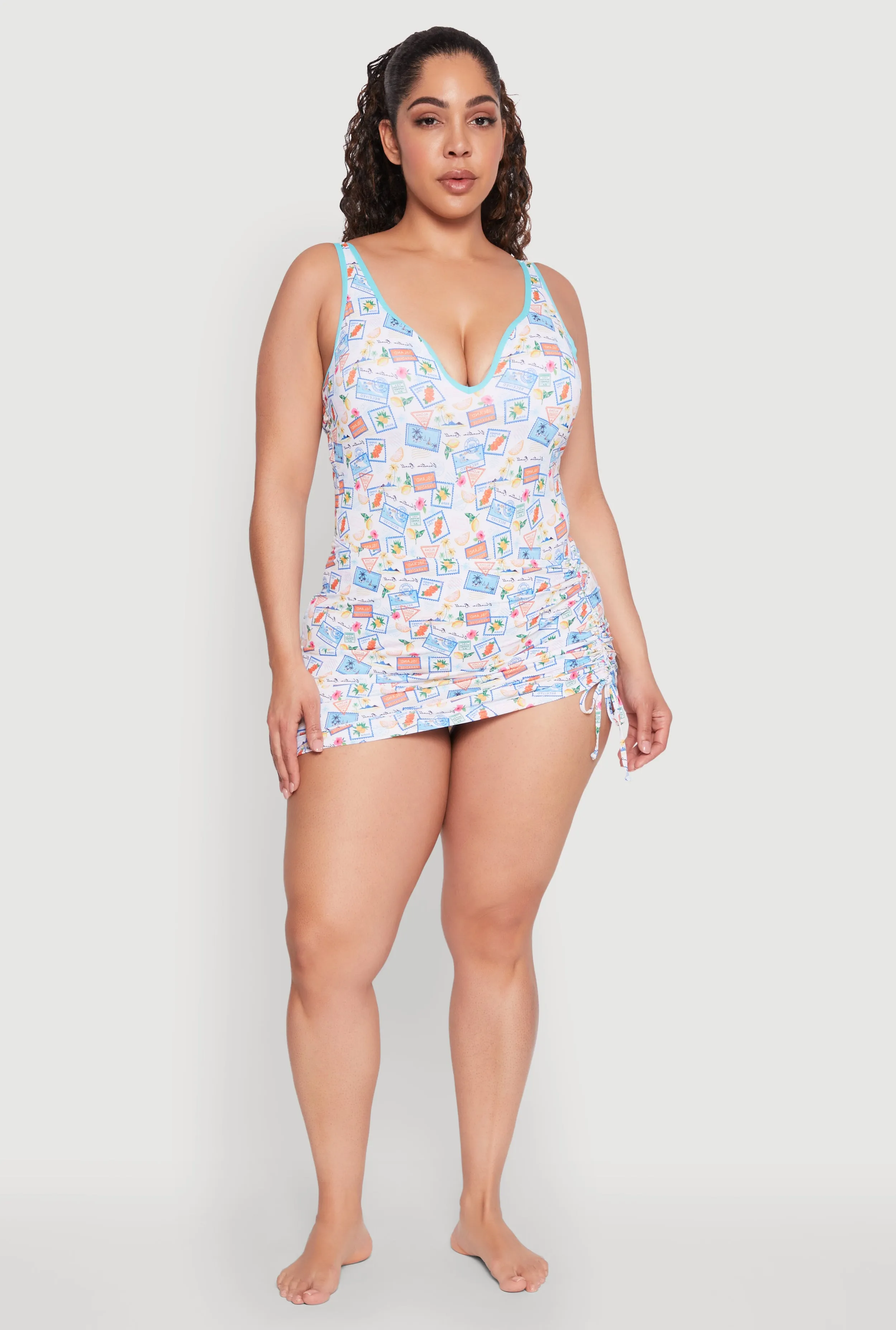 Plus Size Tropical Stamp Print Sarong Cover Up sold by Rainbow