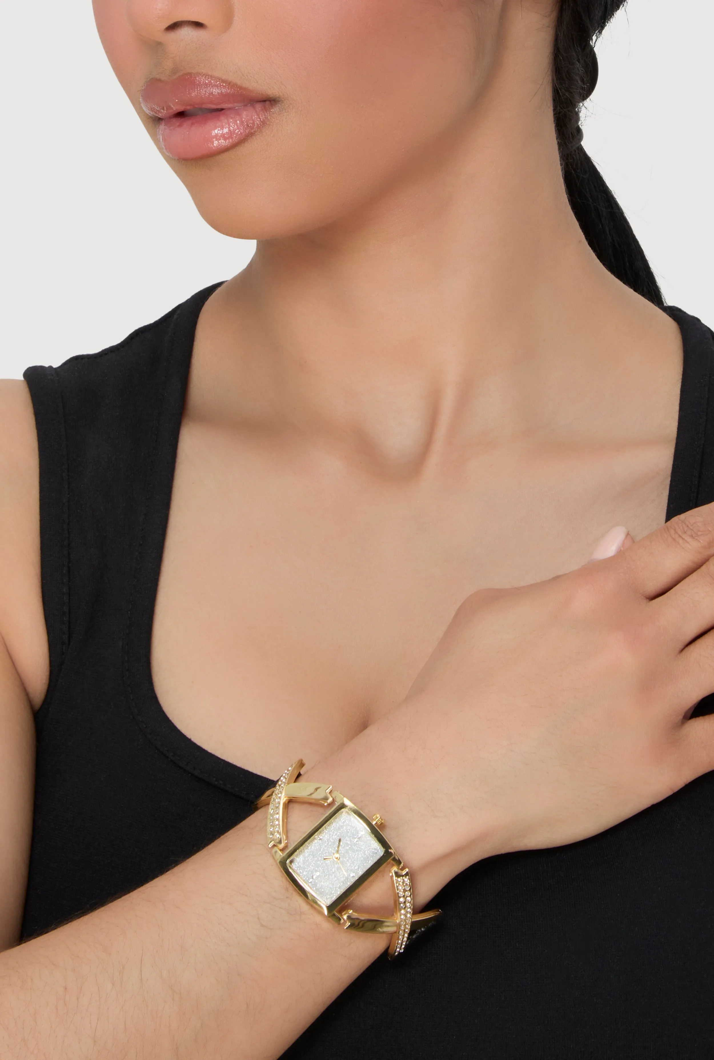 Faux Leather Band Rhinestone Studded Watch sold by Rainbow product image thumbnail 2