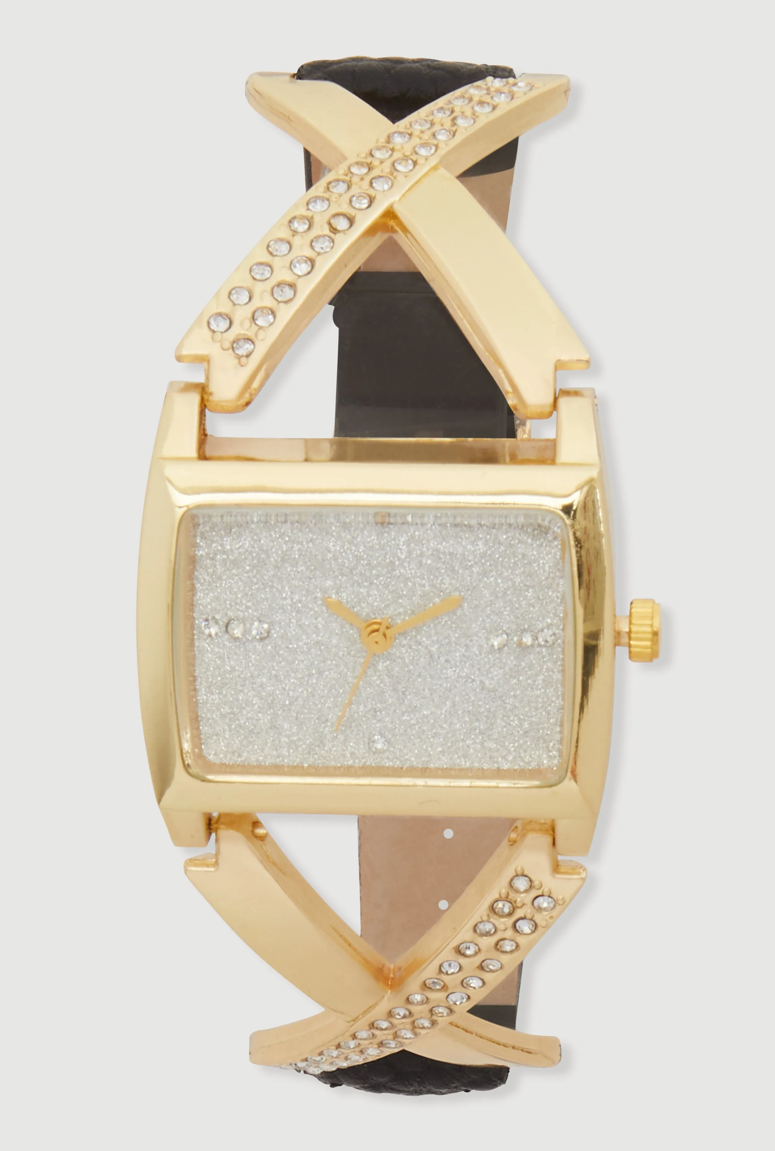 Faux Leather Band Rhinestone Studded Watch sold by Rainbow