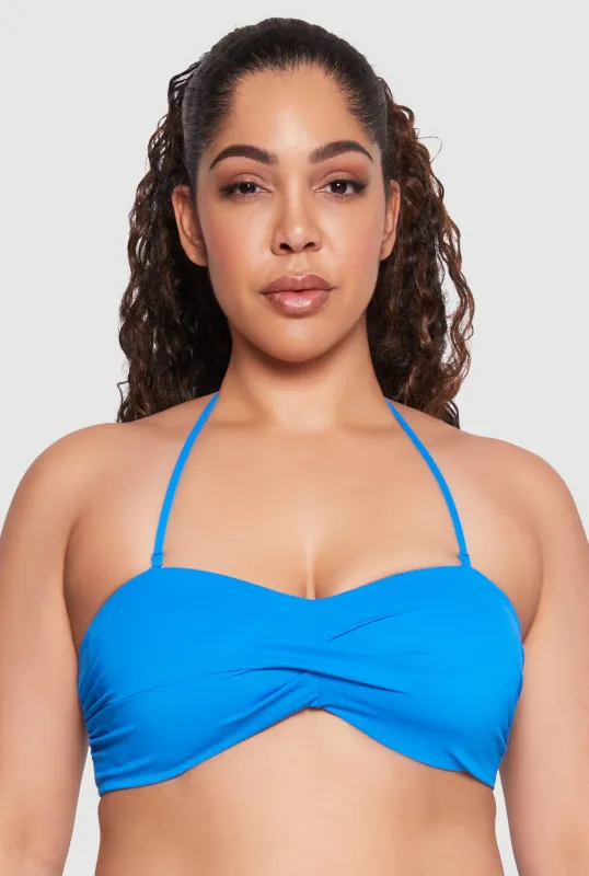 Plus Size Twist Front Swim Bandeau Bikini Top sold by Rainbow