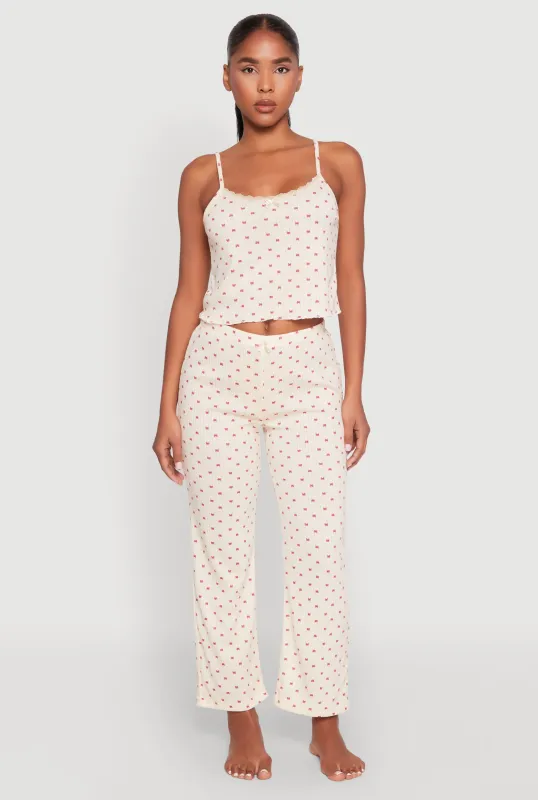 Printed Pattern Pointelle Pajama Cami and Pants sold by Rainbow