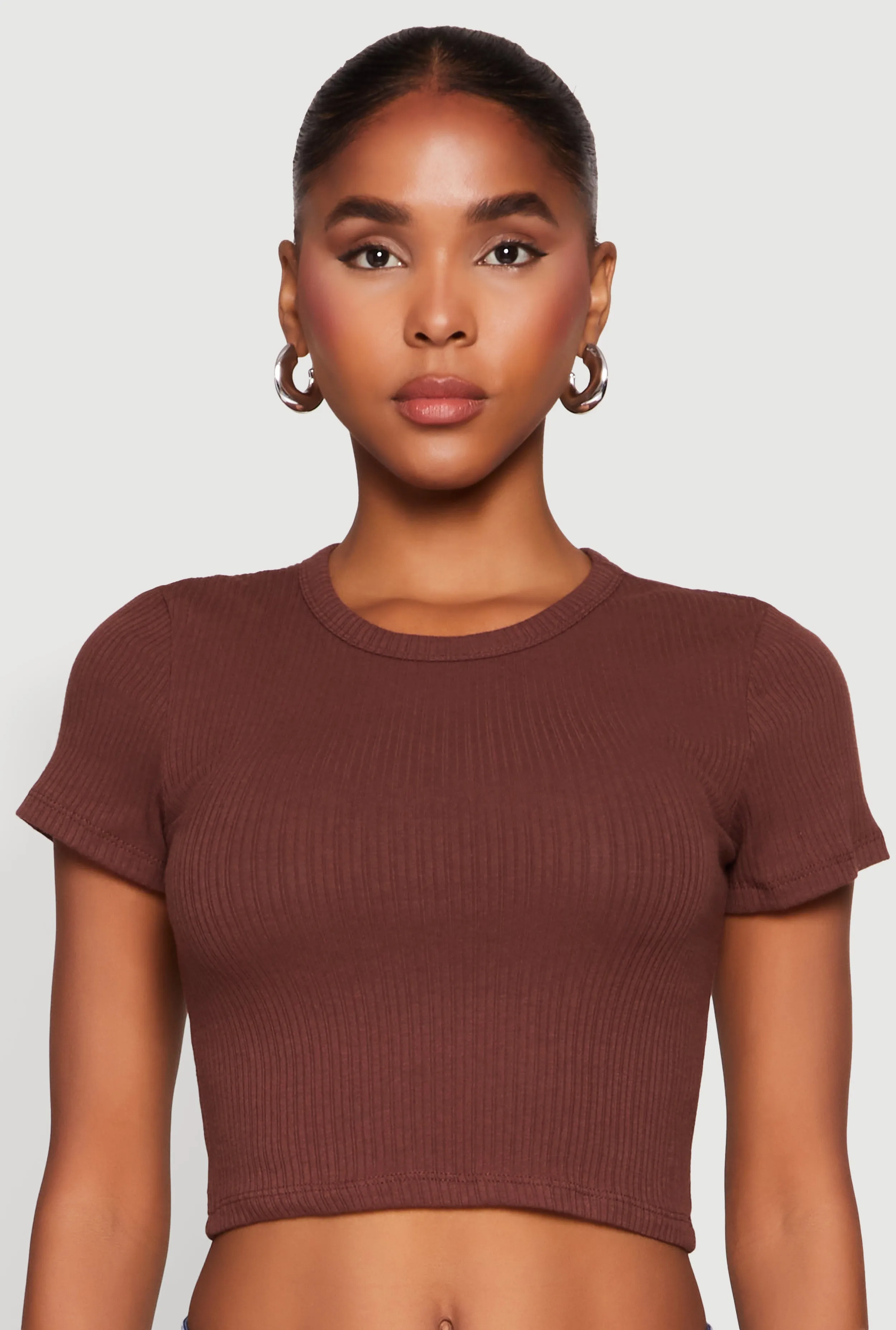 Basic Ribbed Knit Cropped Tee sold by Rainbow product image thumbnail 2