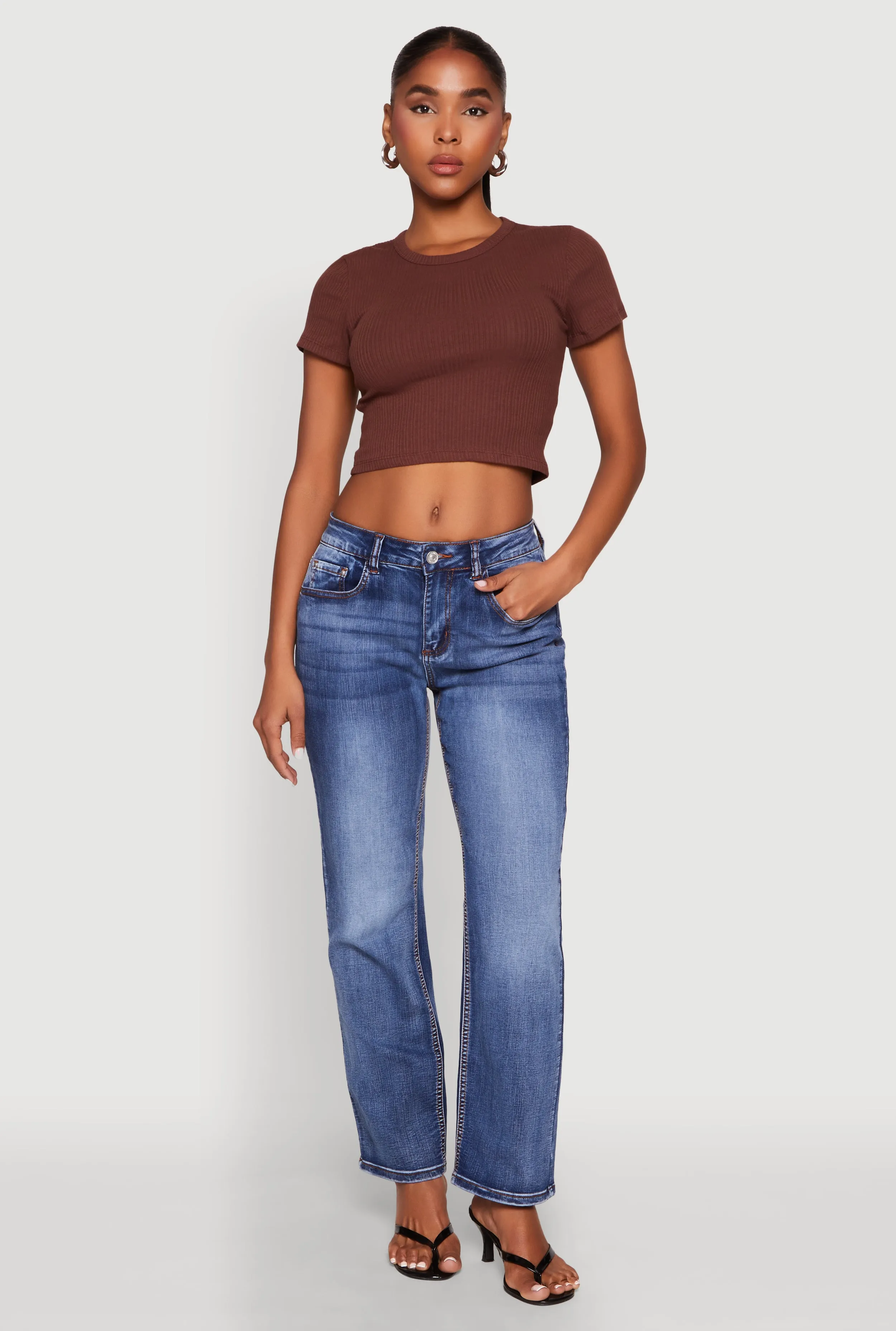 Basic Ribbed Knit Cropped Tee sold by Rainbow product image thumbnail 3