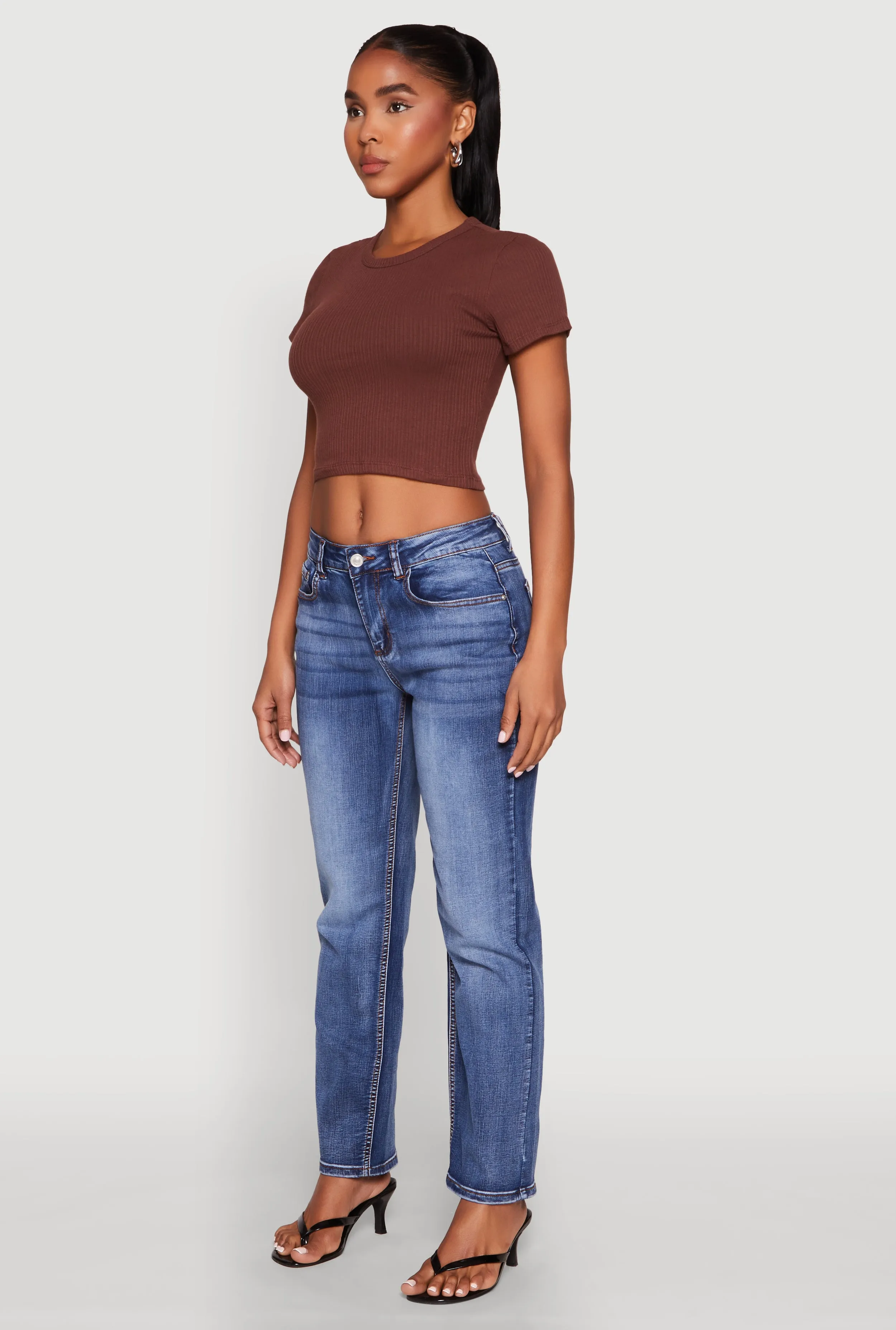 Basic Ribbed Knit Cropped Tee sold by Rainbow product image thumbnail 5