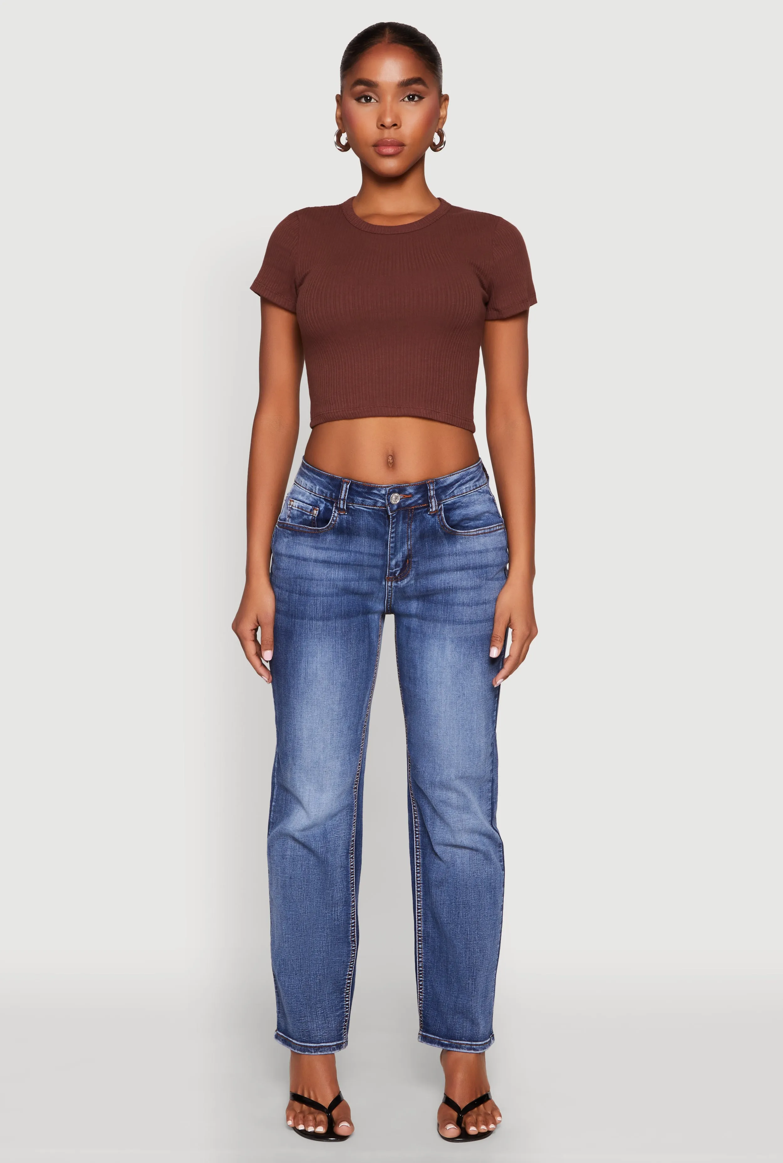 Basic Ribbed Knit Cropped Tee sold by Rainbow