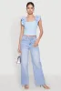 Iris Ruffle Trim Scoop Neck Crop Top sold by Rainbow
