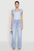 Iris Ruffle Trim Scoop Neck Crop Top sold by Rainbow