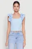 Iris Ruffle Trim Scoop Neck Crop Top sold by Rainbow