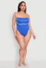 Plus Size Bebe Rhinestone Tie Back One Piece Swimsuit sold by Rainbow