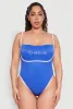 Plus Size Bebe Rhinestone Tie Back One Piece Swimsuit sold by Rainbow