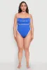 Plus Size Bebe Rhinestone Tie Back One Piece Swimsuit sold by Rainbow