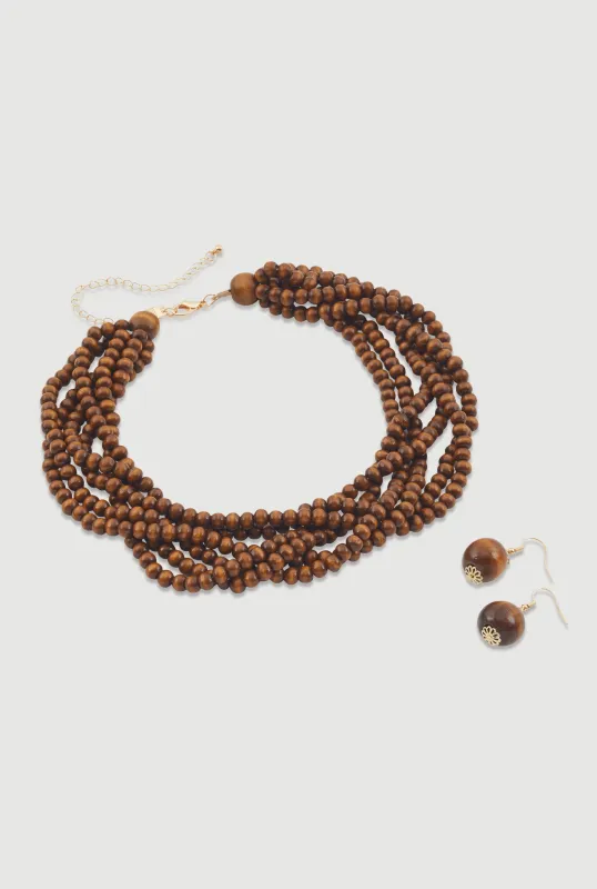 Layered Beaded Necklace and Earrings sold by Rainbow