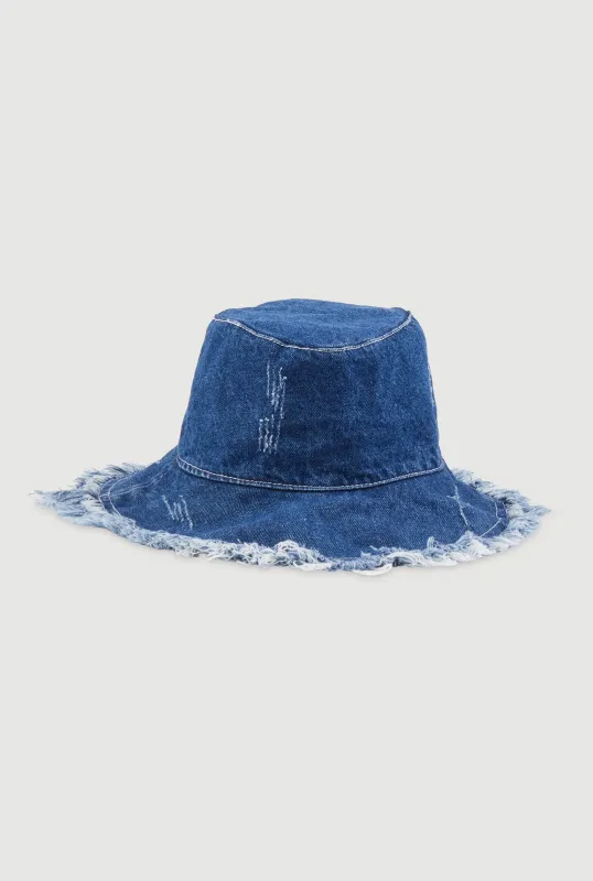 Distressed Denim Bucket Hat sold by Rainbow