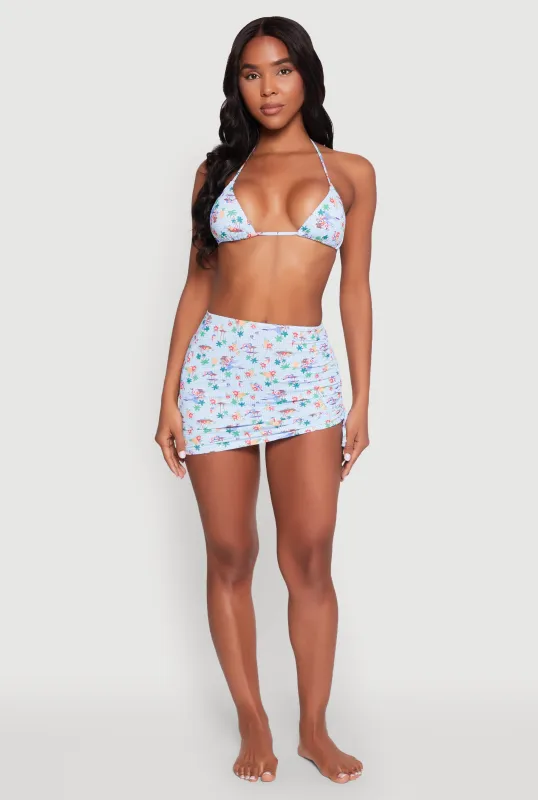 Gingham Tropical Print Sarong Cover Up sold by Rainbow