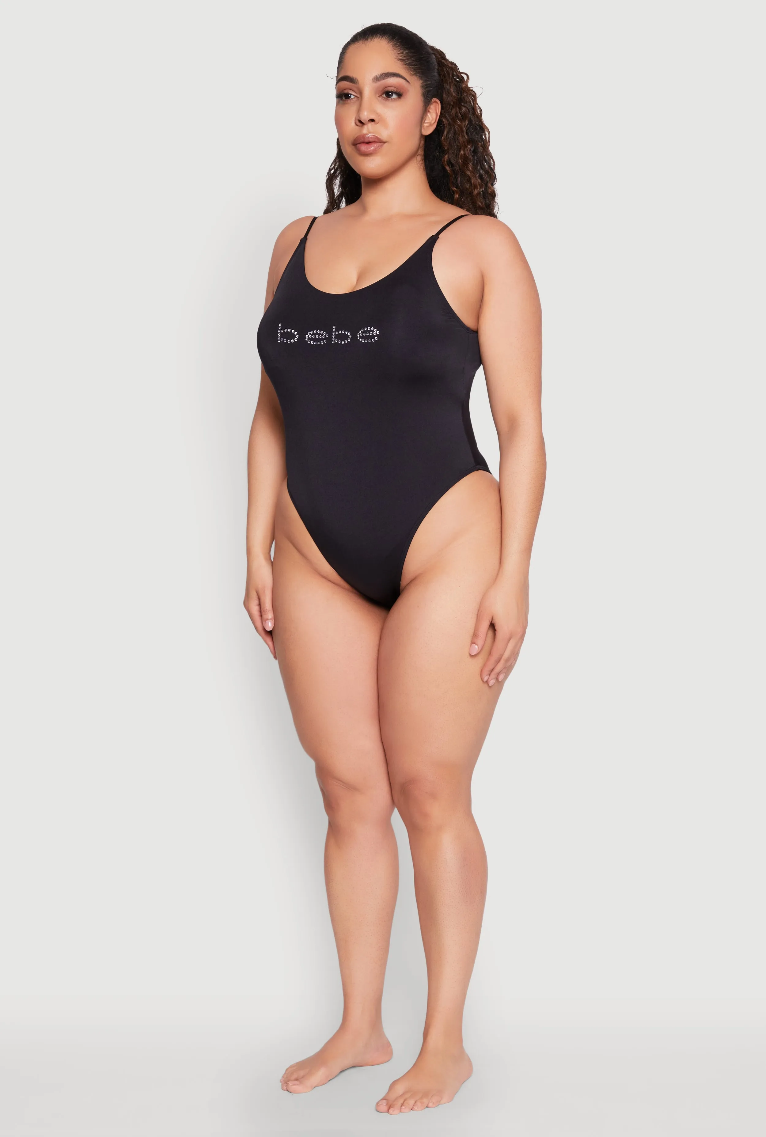 Plus Size Bebe Rhinestone One Piece Swimsuit sold by Rainbow product image thumbnail 5