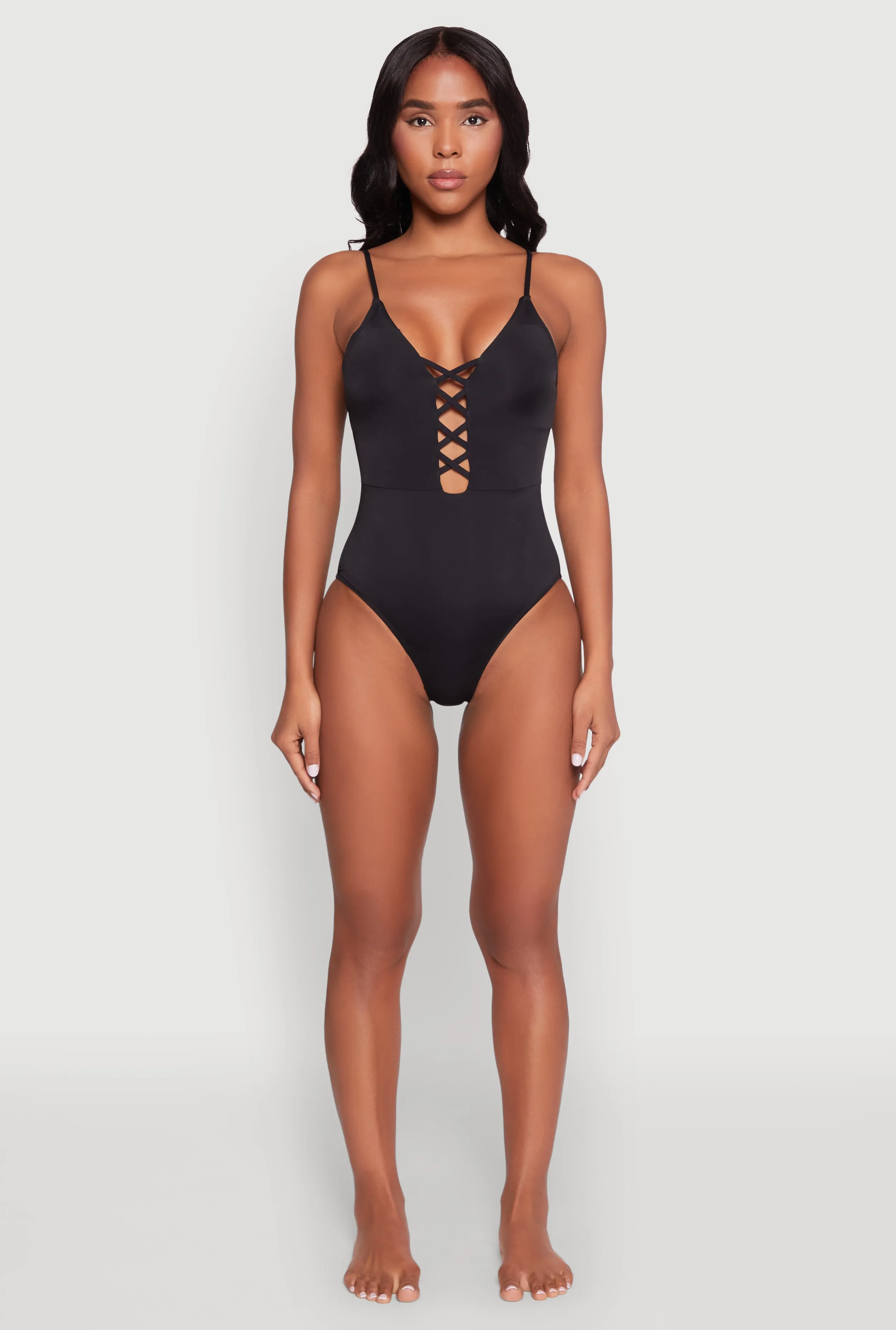 Caged Front Plunge One Piece Swimsuit sold by Rainbow product image thumbnail 3