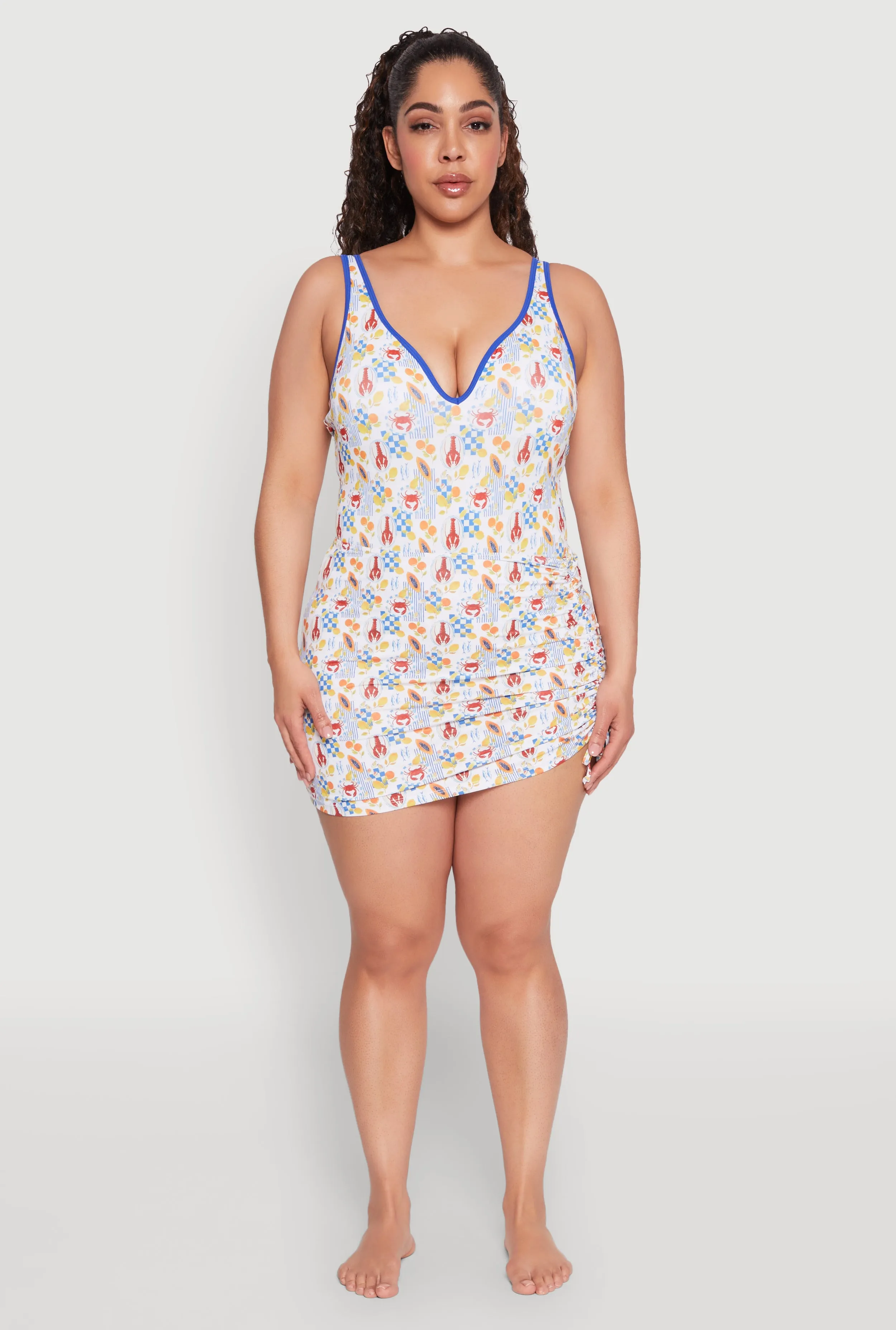 Plus Size Tropical Crab Papaya Print Sarong sold by Rainbow product image thumbnail 2