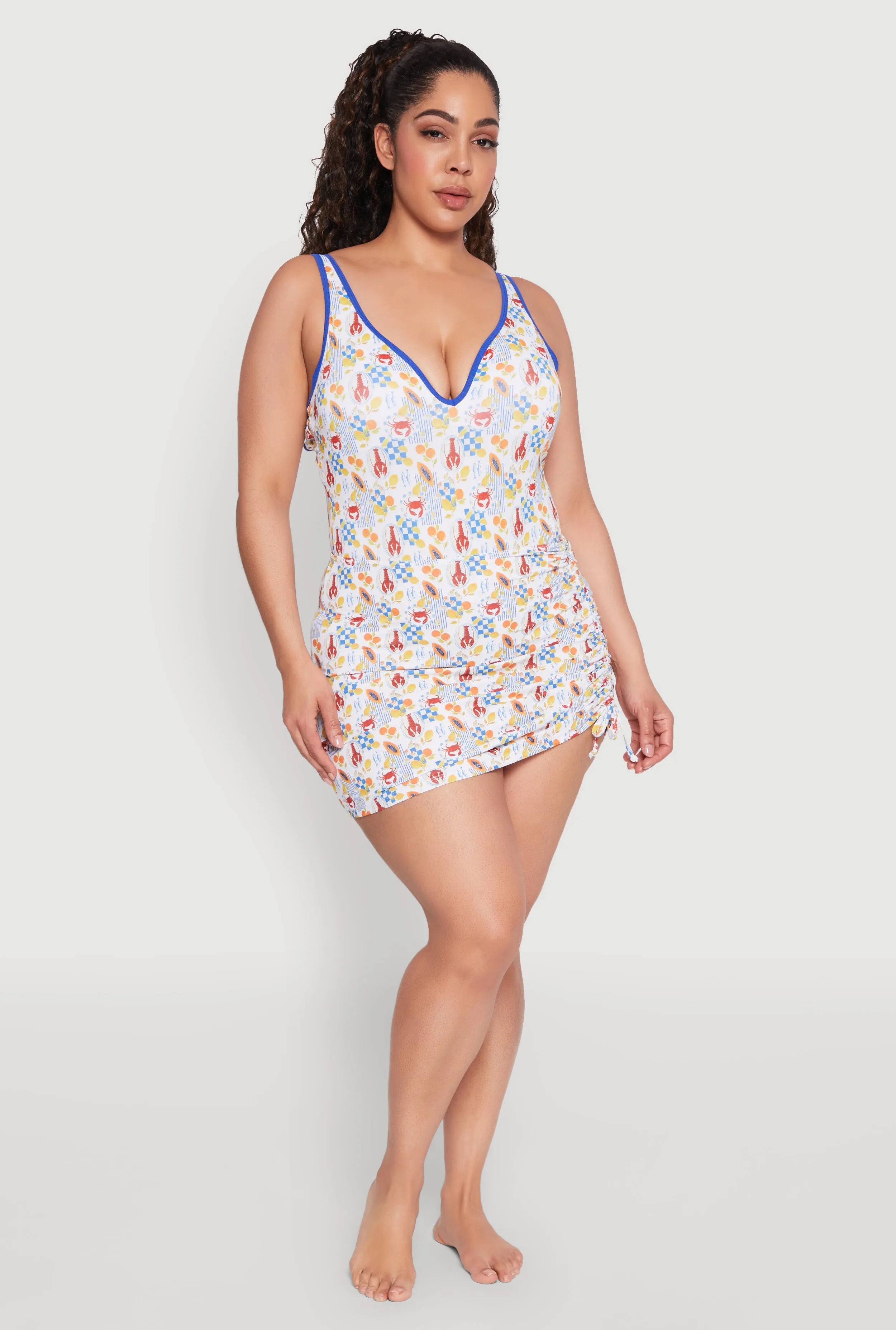 Plus Size Tropical Crab Papaya Print Sarong sold by Rainbow