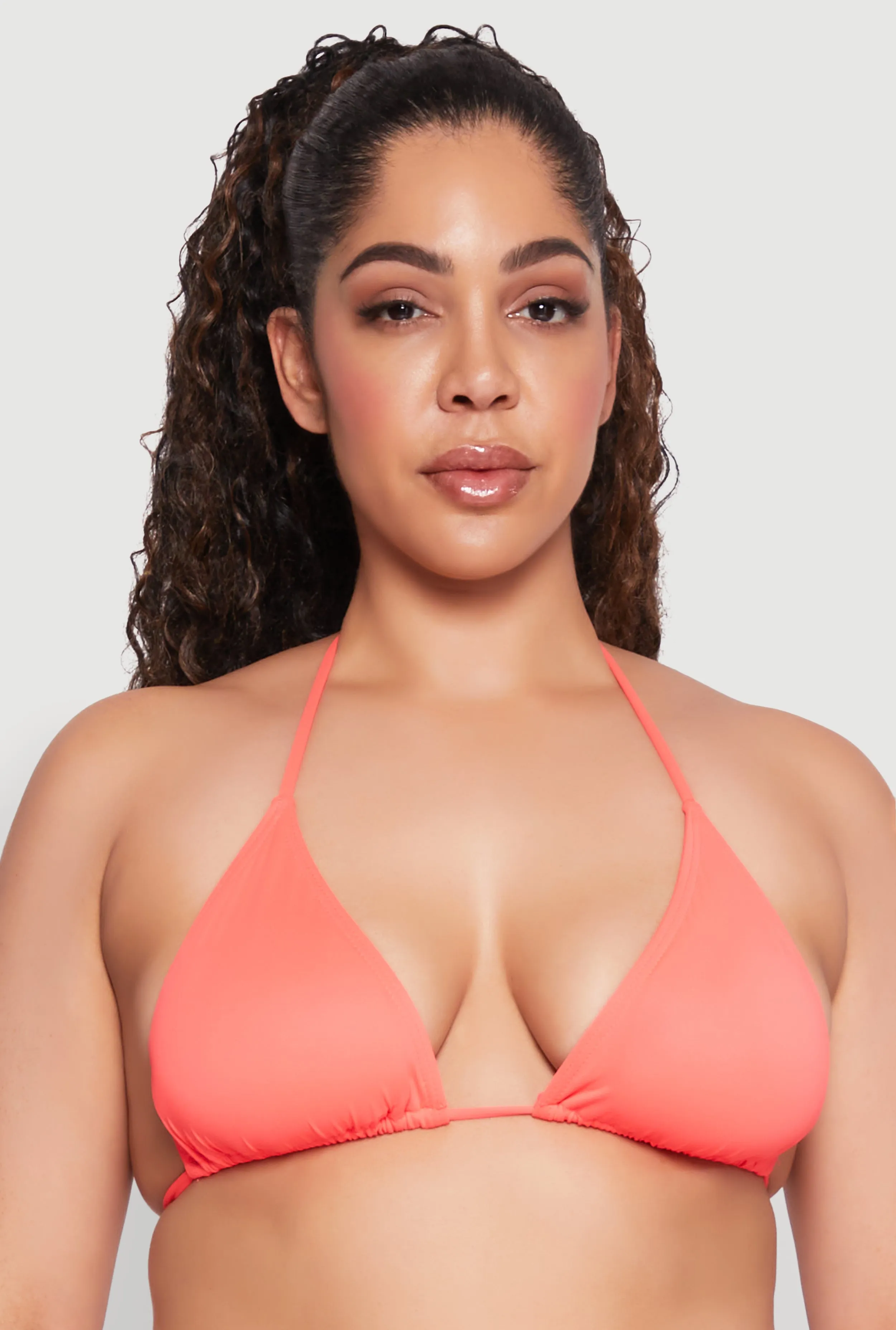 Plus Size Tie Back Halter Bikini Top sold by Rainbow